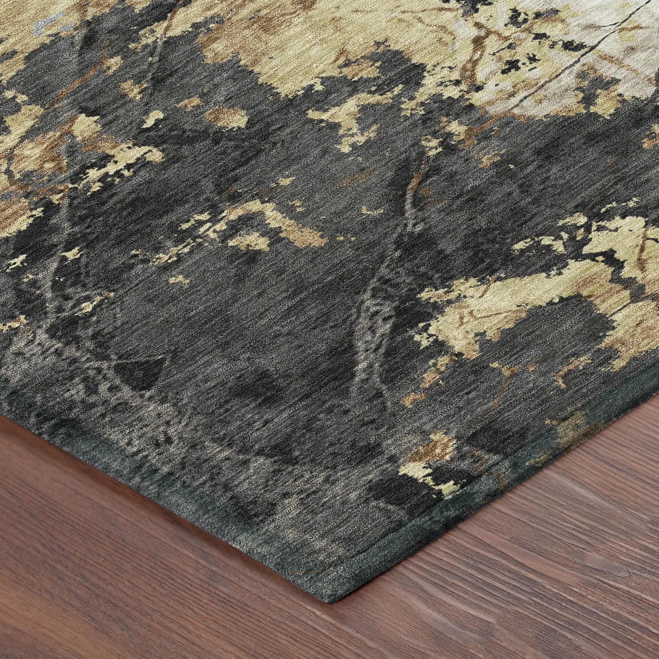 8' Gray And Gold Round Abstract Washable Indoor Outdoor Area Rug Homeroots Outdoor