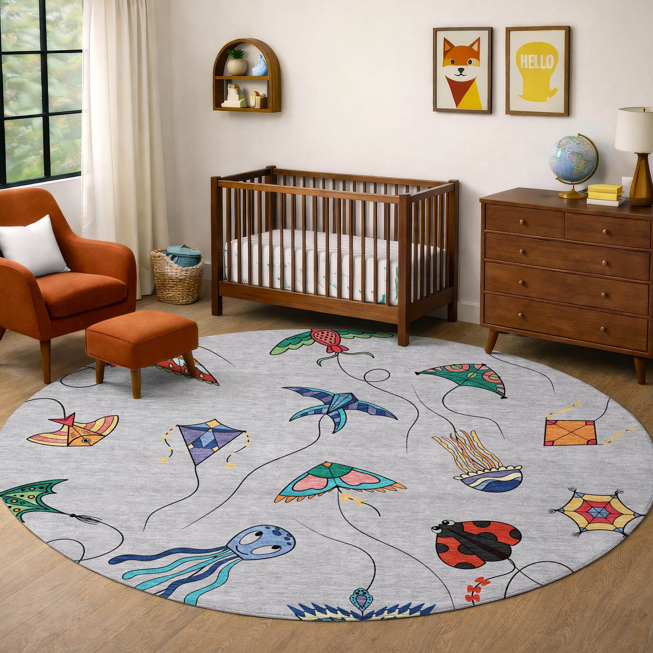 8' Gray And Gold Round Geometric Washable Indoor Outdoor Area Rug Homeroots Outdoor