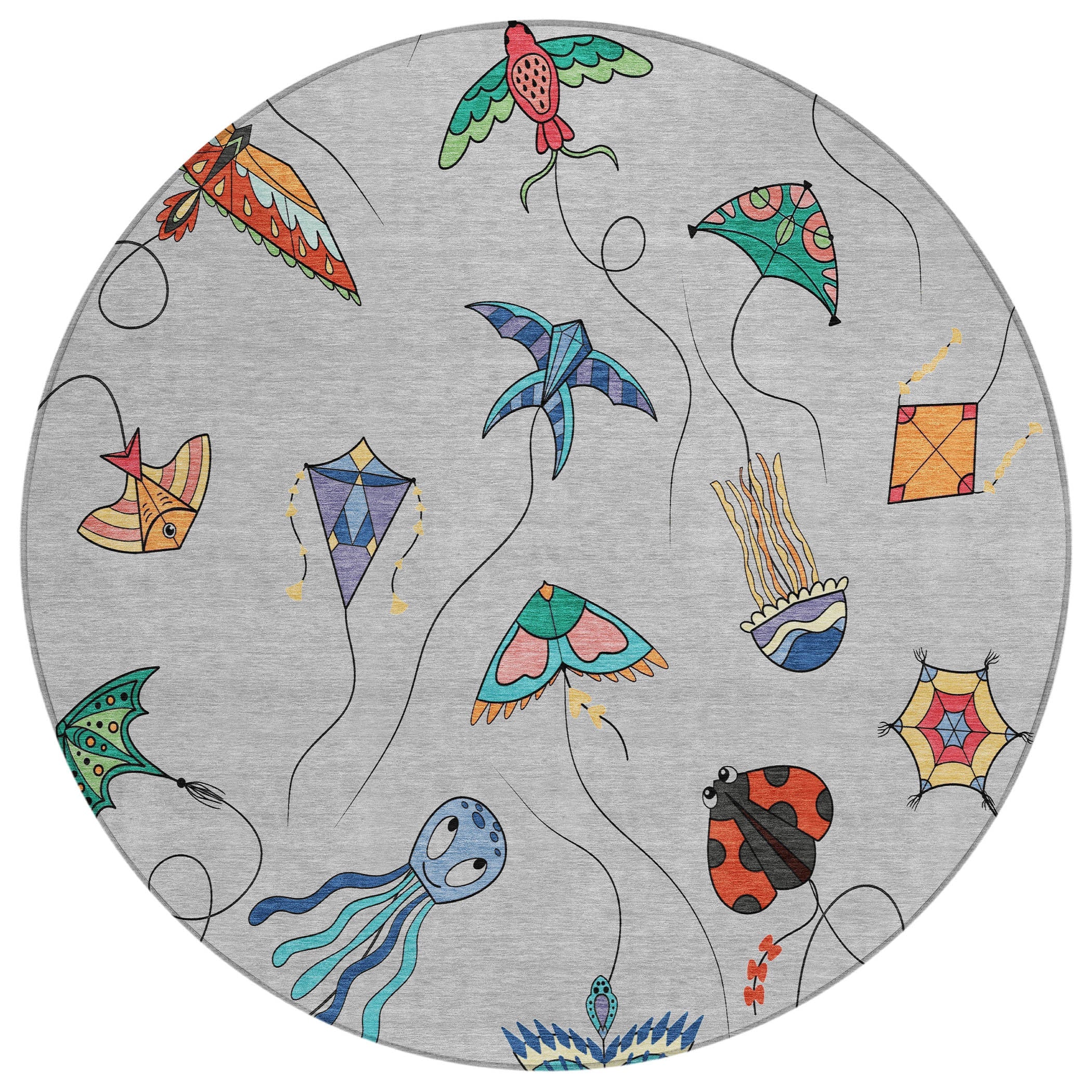 8' Gray And Gold Round Geometric Washable Indoor Outdoor Area Rug Homeroots Outdoor