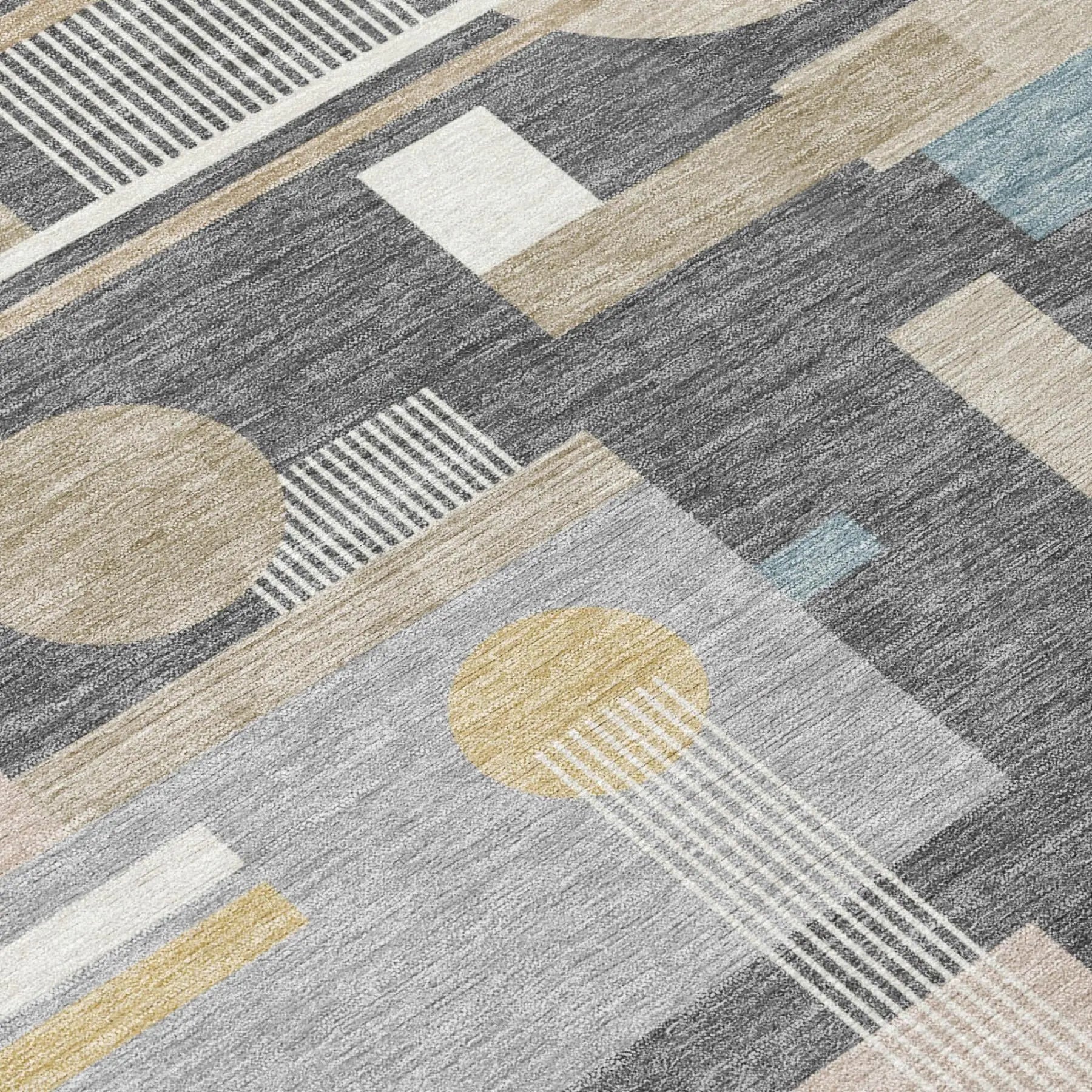 8' Gray And Graphite Round Geometric Washable Indoor Outdoor Area Rug Homeroots Outdoor