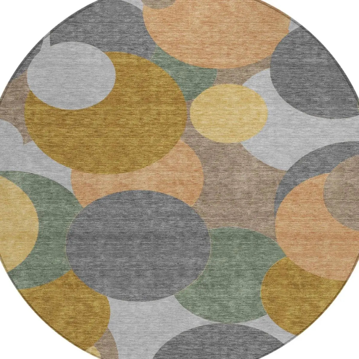 8' Gray And Graphite Round Geometric Washable Indoor Outdoor Area Rug Homeroots Outdoor