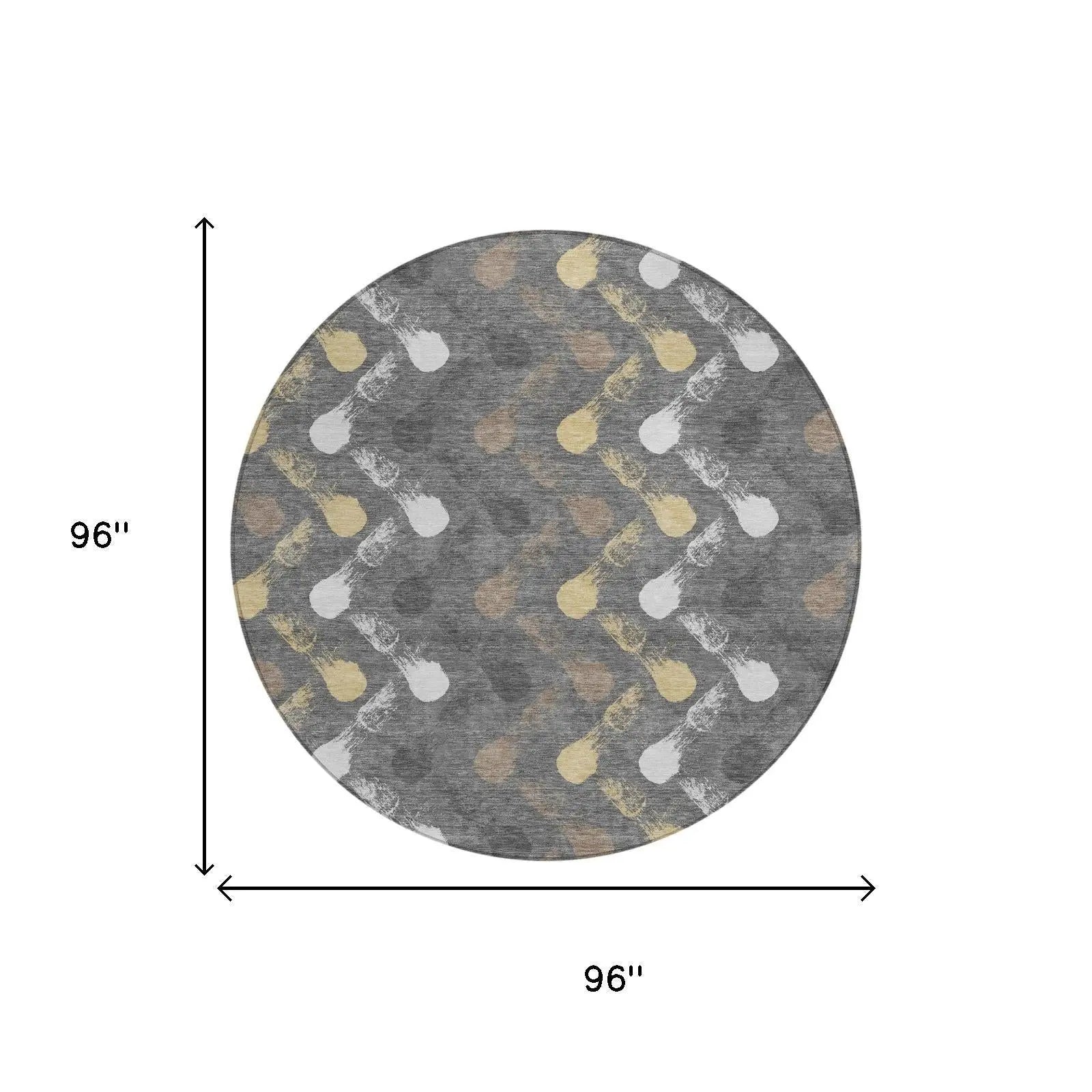 8' Gray And Graphite Round Geometric Washable Indoor Outdoor Area Rug Homeroots Outdoor