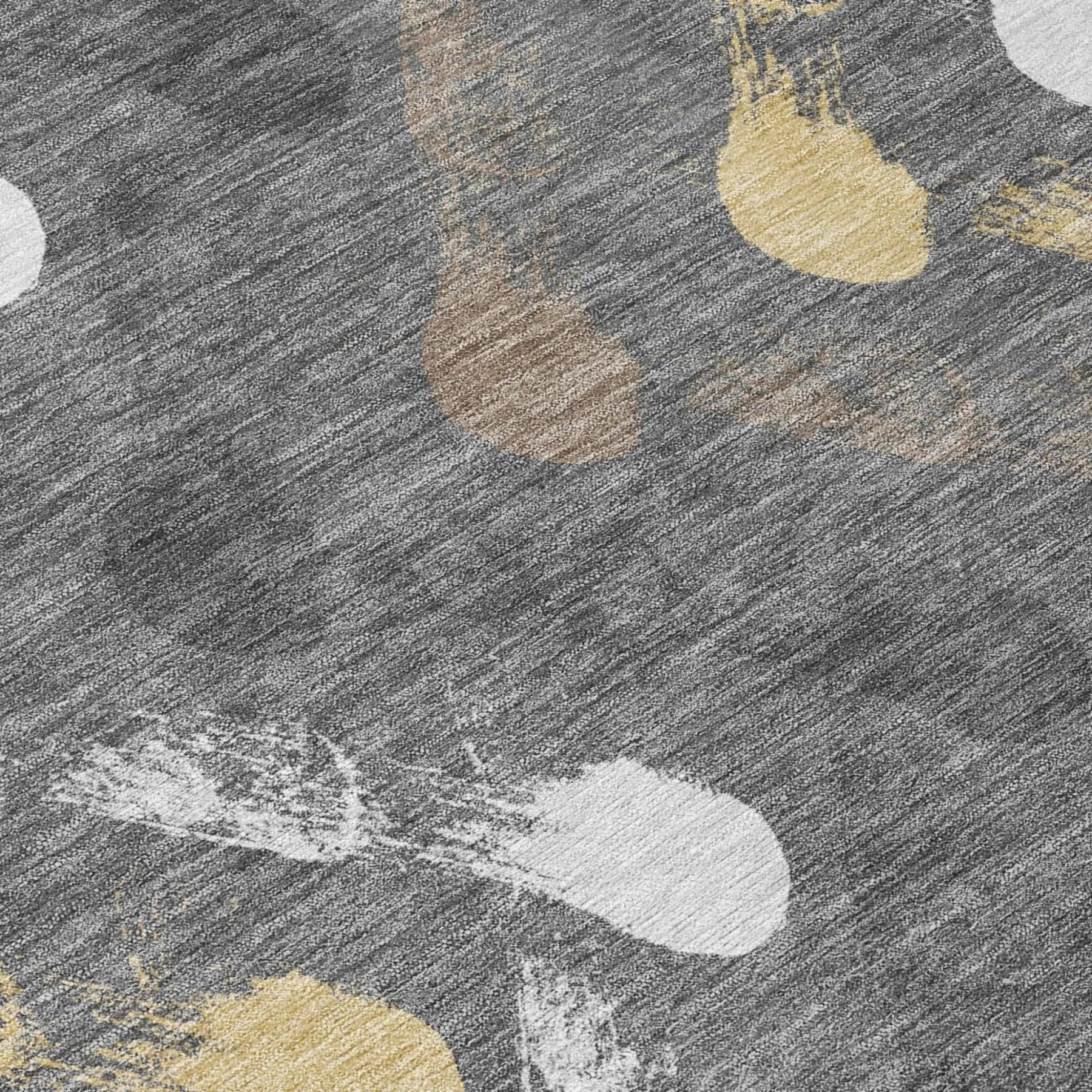8' Gray And Graphite Round Geometric Washable Indoor Outdoor Area Rug Homeroots Outdoor