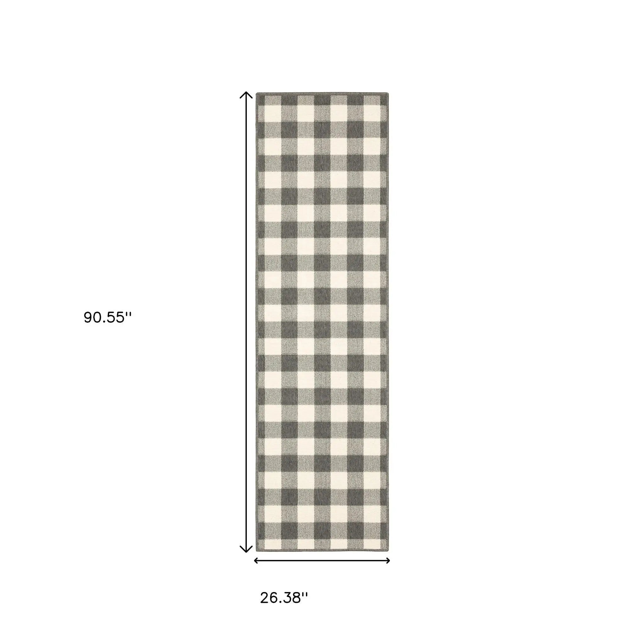 8' Gray And Ivory Indoor Outdoor Runner Rug Homeroots Outdoor