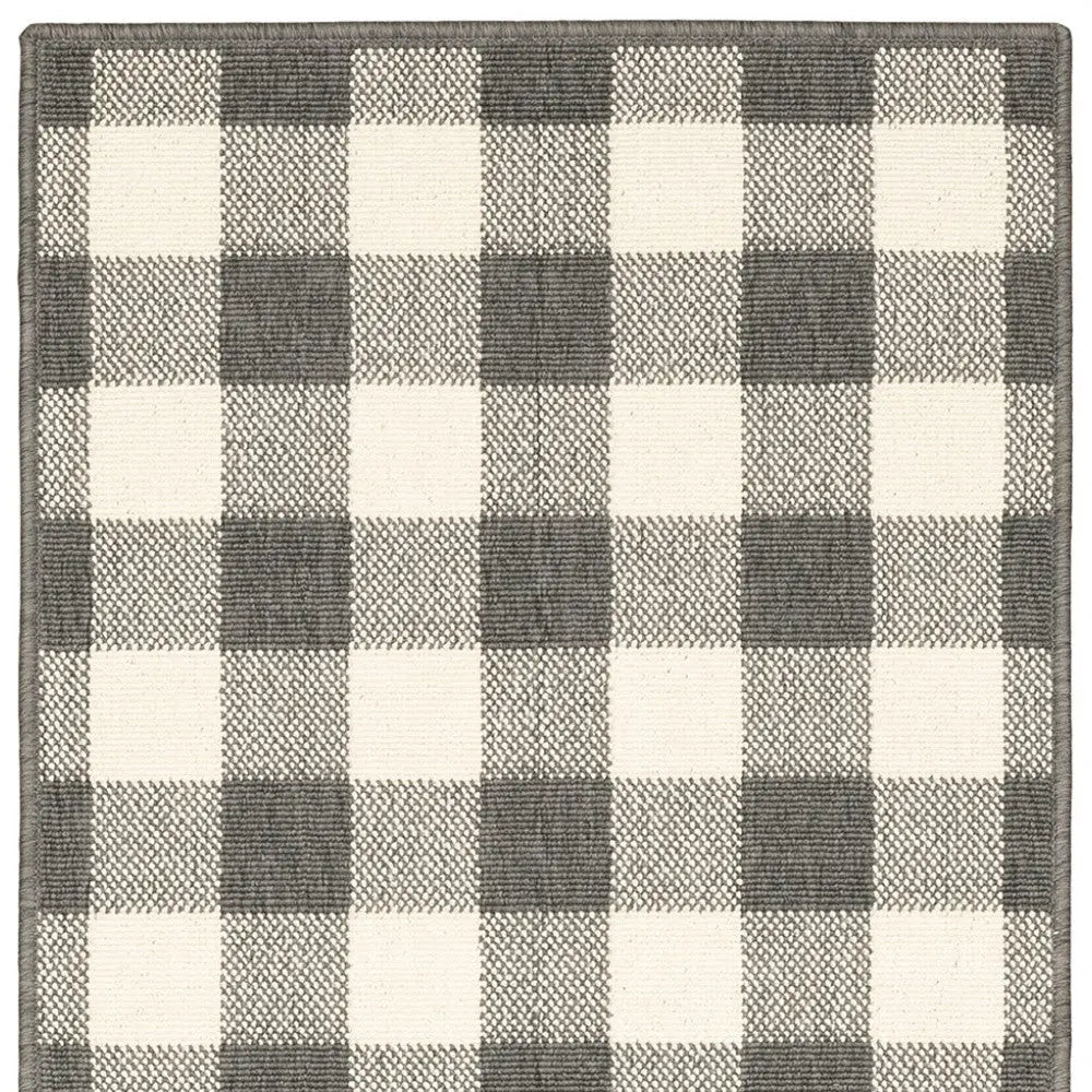 8' Gray And Ivory Indoor Outdoor Runner Rug Homeroots Outdoor