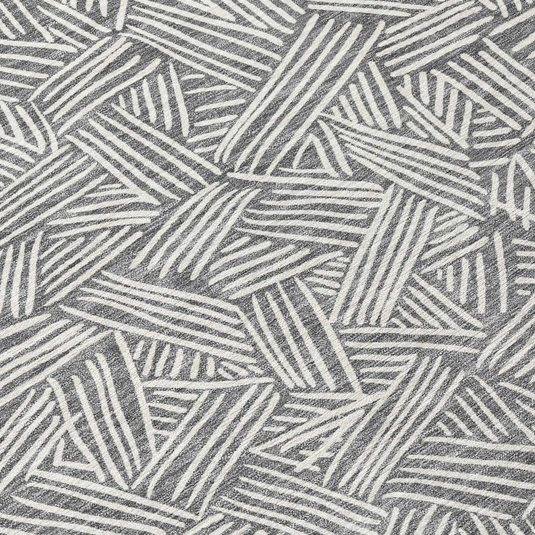 8' Gray And Ivory Round Geometric Washable Indoor Outdoor Area Rug Homeroots Outdoor