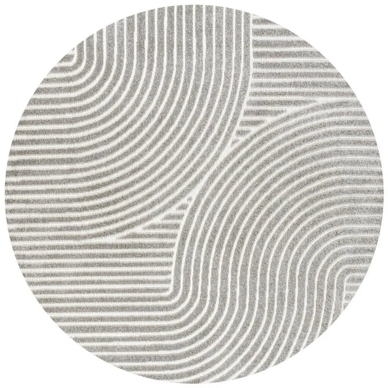 8' Gray And Ivory Round Striped Indoor Outdoor Area Rug Homeroots Outdoor