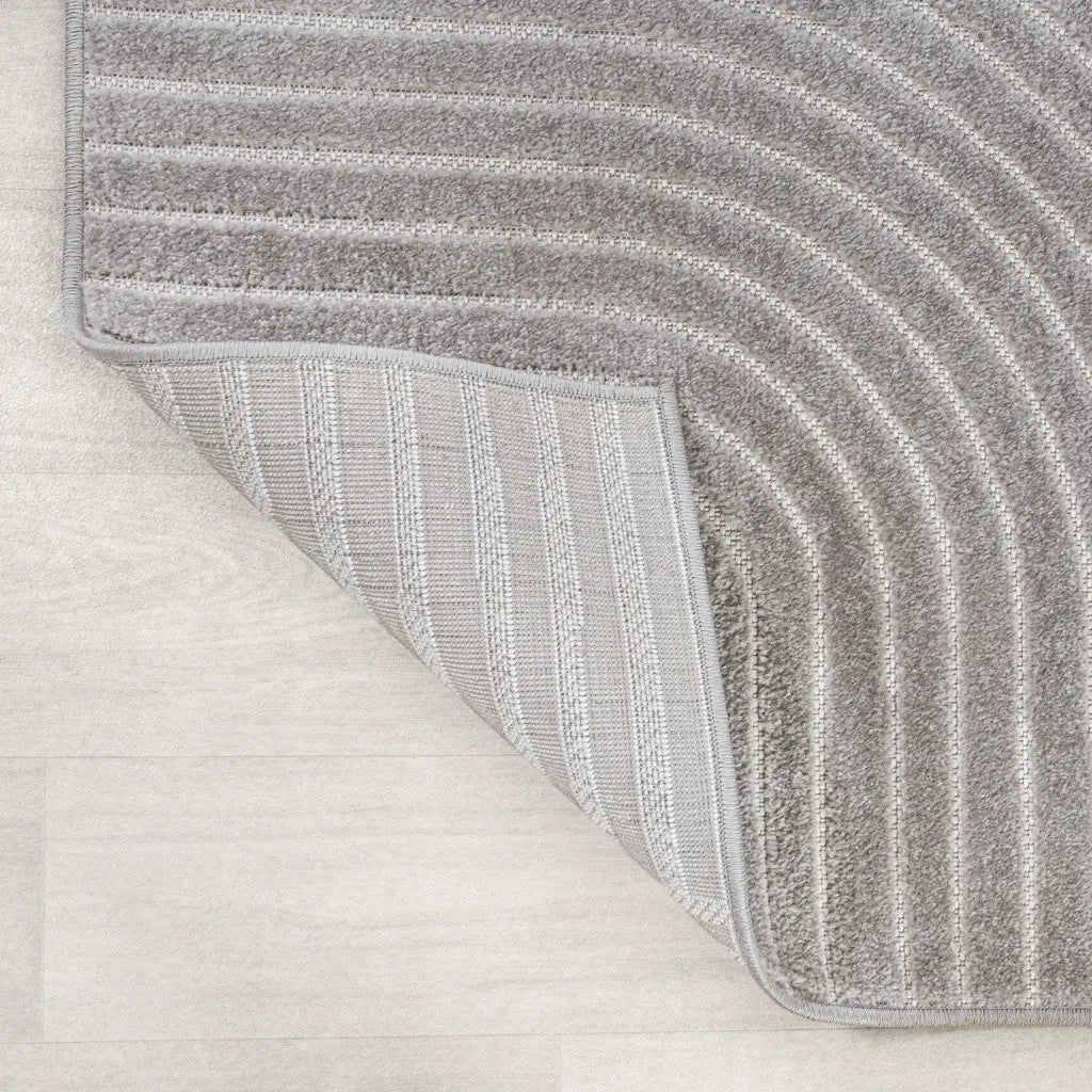8' Gray And Ivory Square Striped Indoor Outdoor Area Rug Homeroots Outdoor