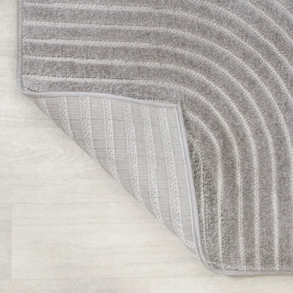 8' Gray And Ivory Square Striped Indoor Outdoor Area Rug Homeroots Outdoor