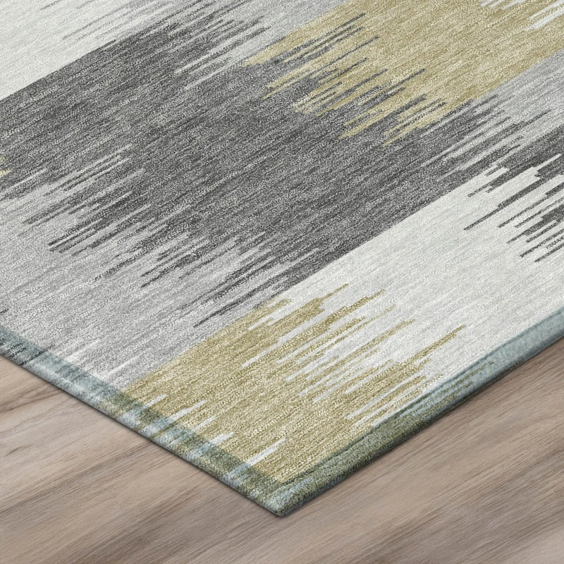 8' Gray And Silver Round Geometric Washable Indoor Outdoor Area Rug Homeroots Outdoor
