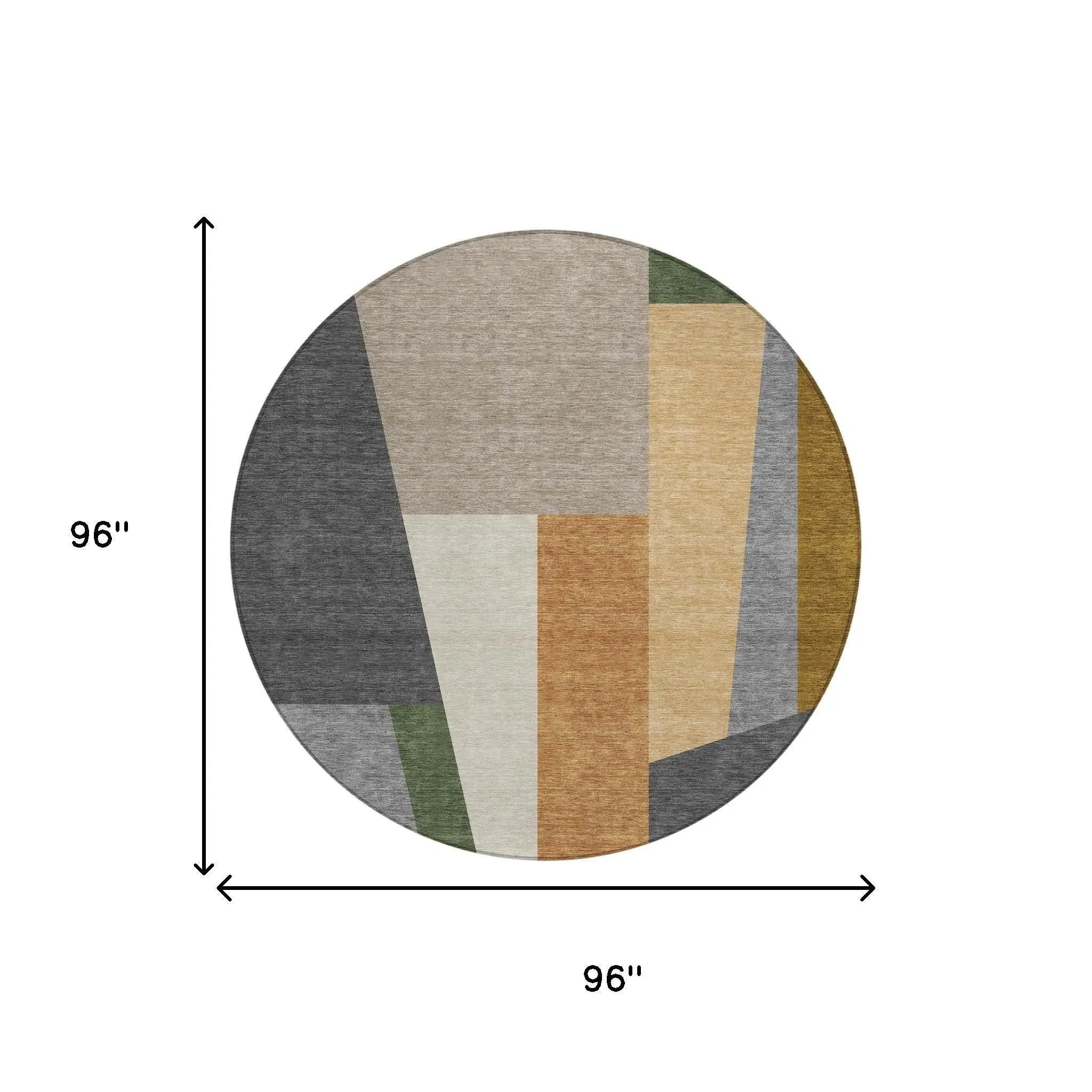 8' Gray And Taupe Round Geometric Washable Indoor Outdoor Area Rug Homeroots Outdoor