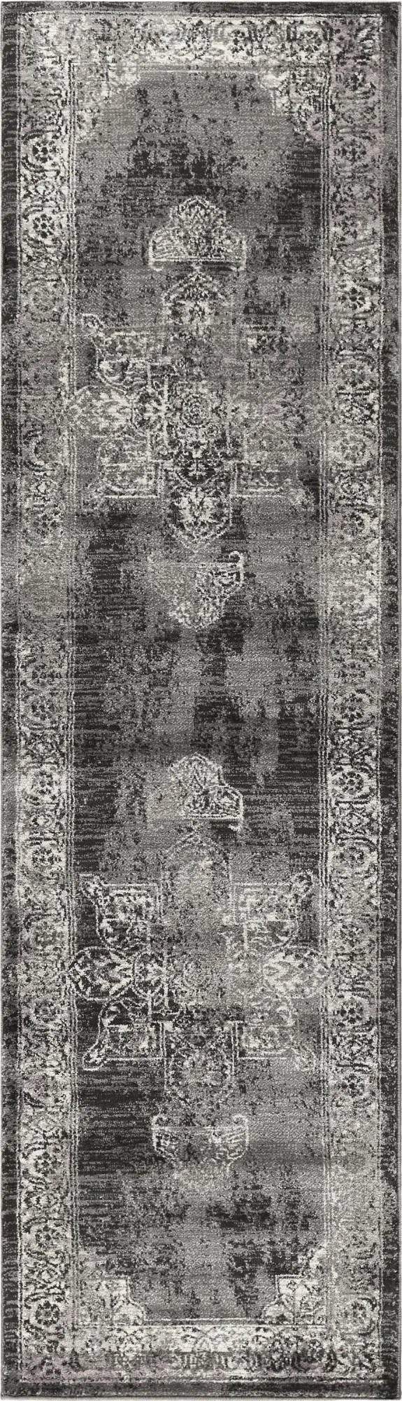 8' Gray Black Taupe Natural And Ivory Medallion Area Rug Homeroots Home Decor