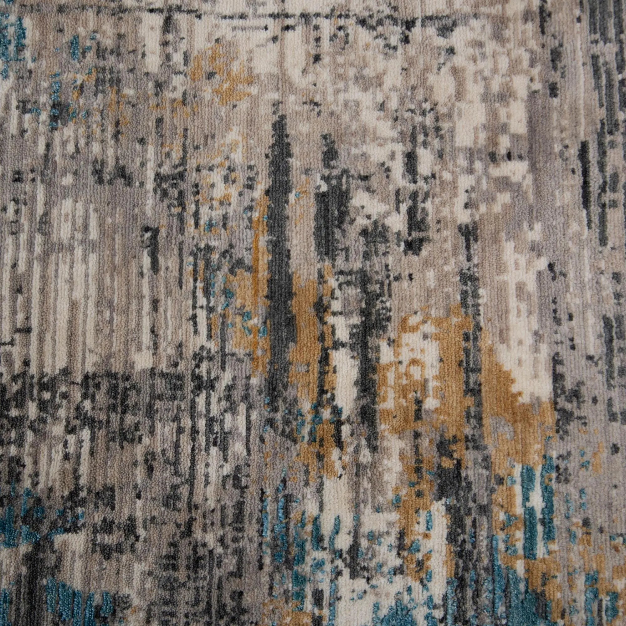 8' Gray Black Yellow Blue And Ivory New Zealand Lambs Wool Abstract Hand Carved Handmade Area Rug Homeroots Home Decor