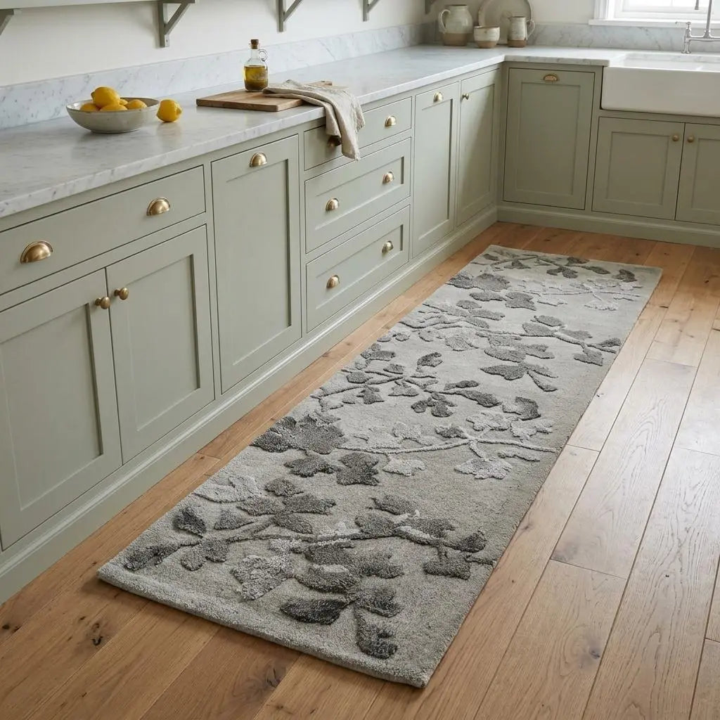 8' Gray Silver And Taupe Floral Hand Tufted Area Rug Homeroots Home Decor