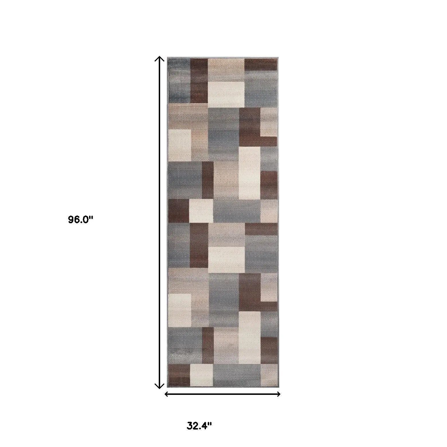 8' Gray Tan And Brown Patchwork Runner Rug Homeroots Home Decor