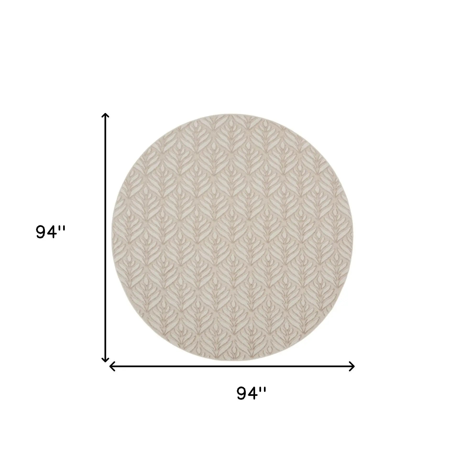 8' Gray and Ivory Round Floral Indoor Outdoor Area Rug Homeroots Outdoor