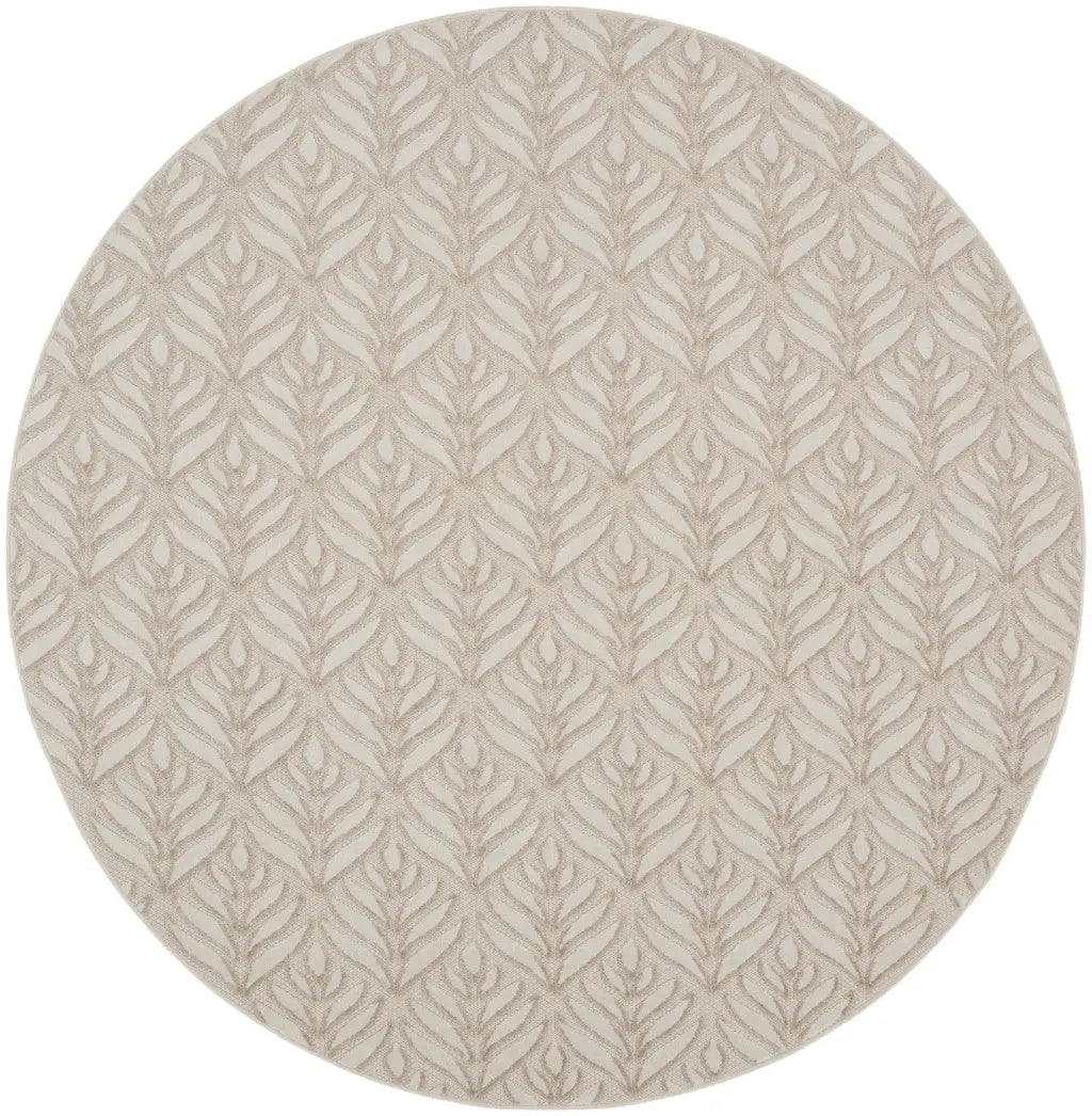 8' Gray and Ivory Round Floral Indoor Outdoor Area Rug Homeroots Outdoor