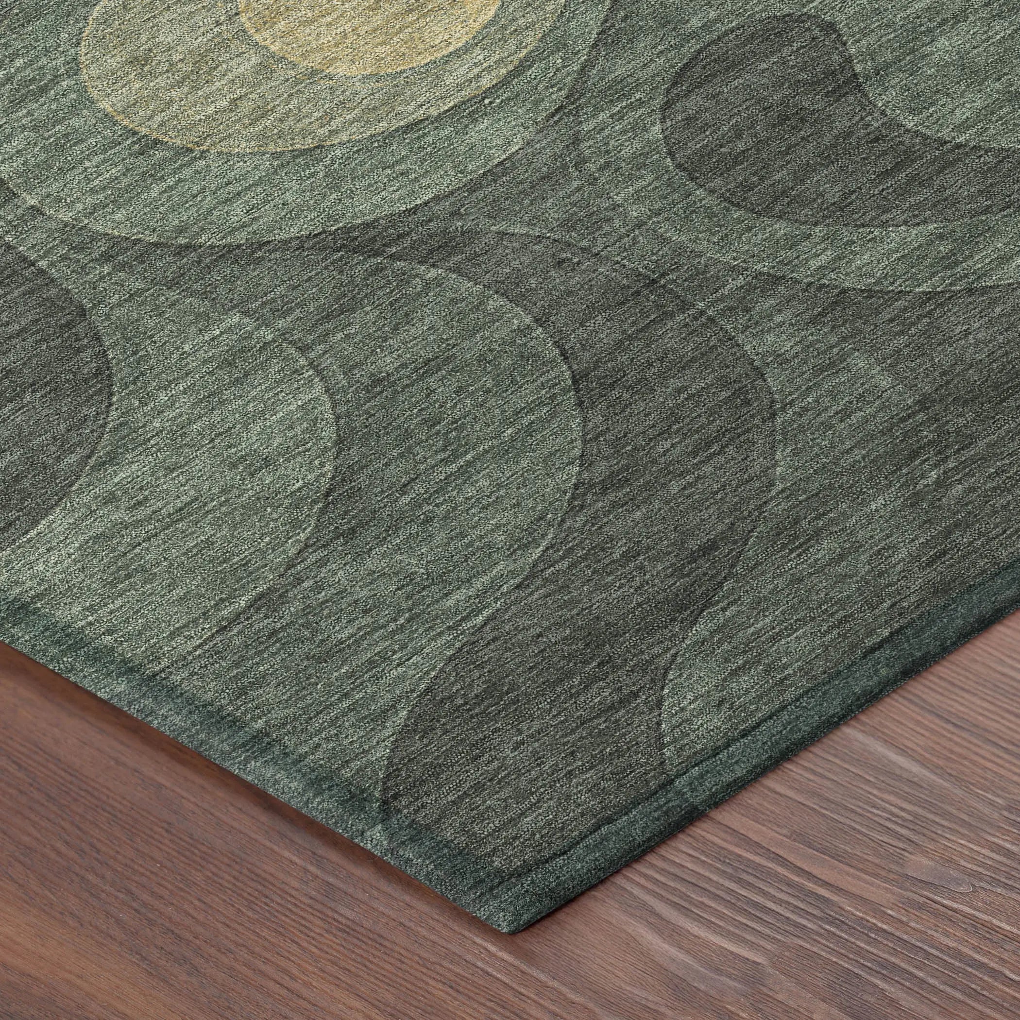 8' Green And Beige Round Abstract Washable Indoor Outdoor Area Rug Homeroots Outdoor
