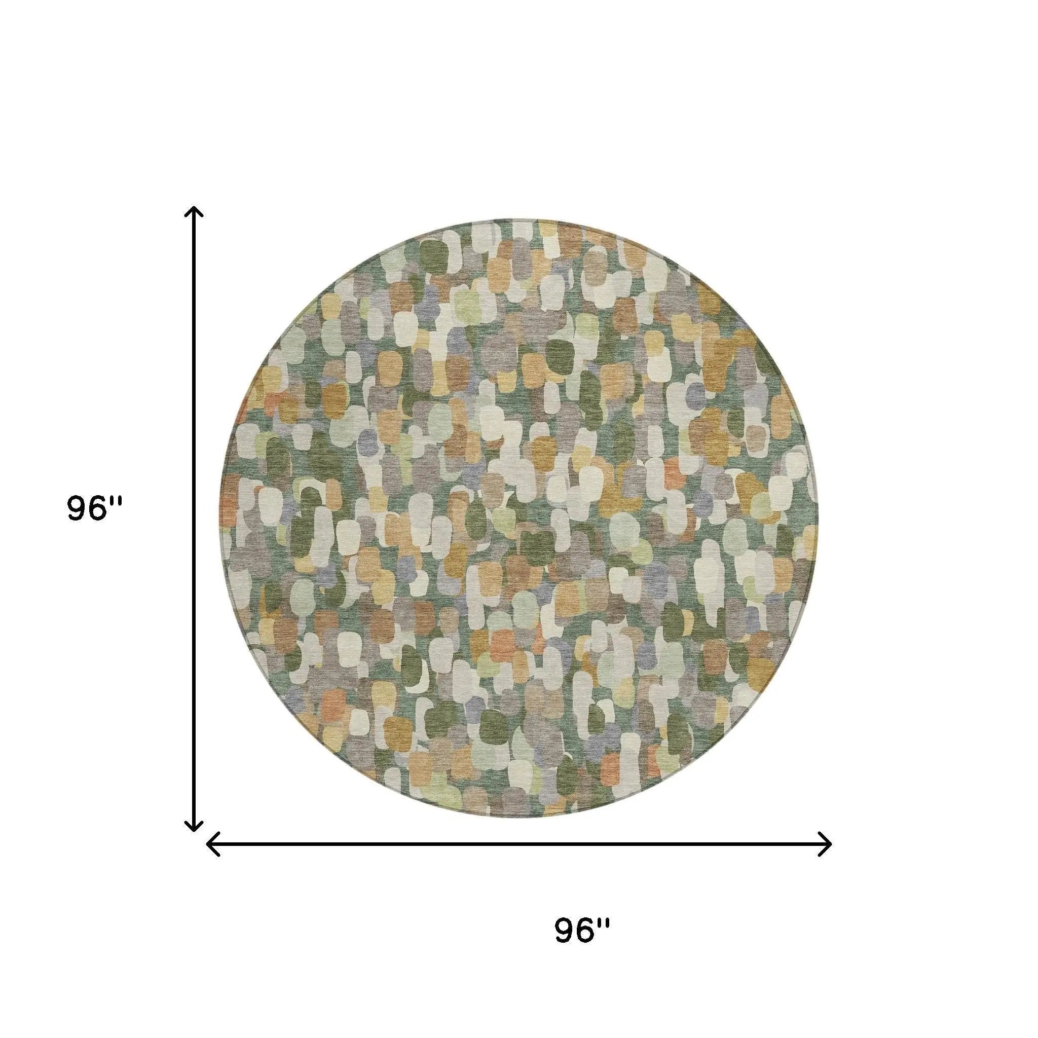 8' Green And Beige Round Abstract Washable Indoor Outdoor Area Rug Homeroots Outdoor