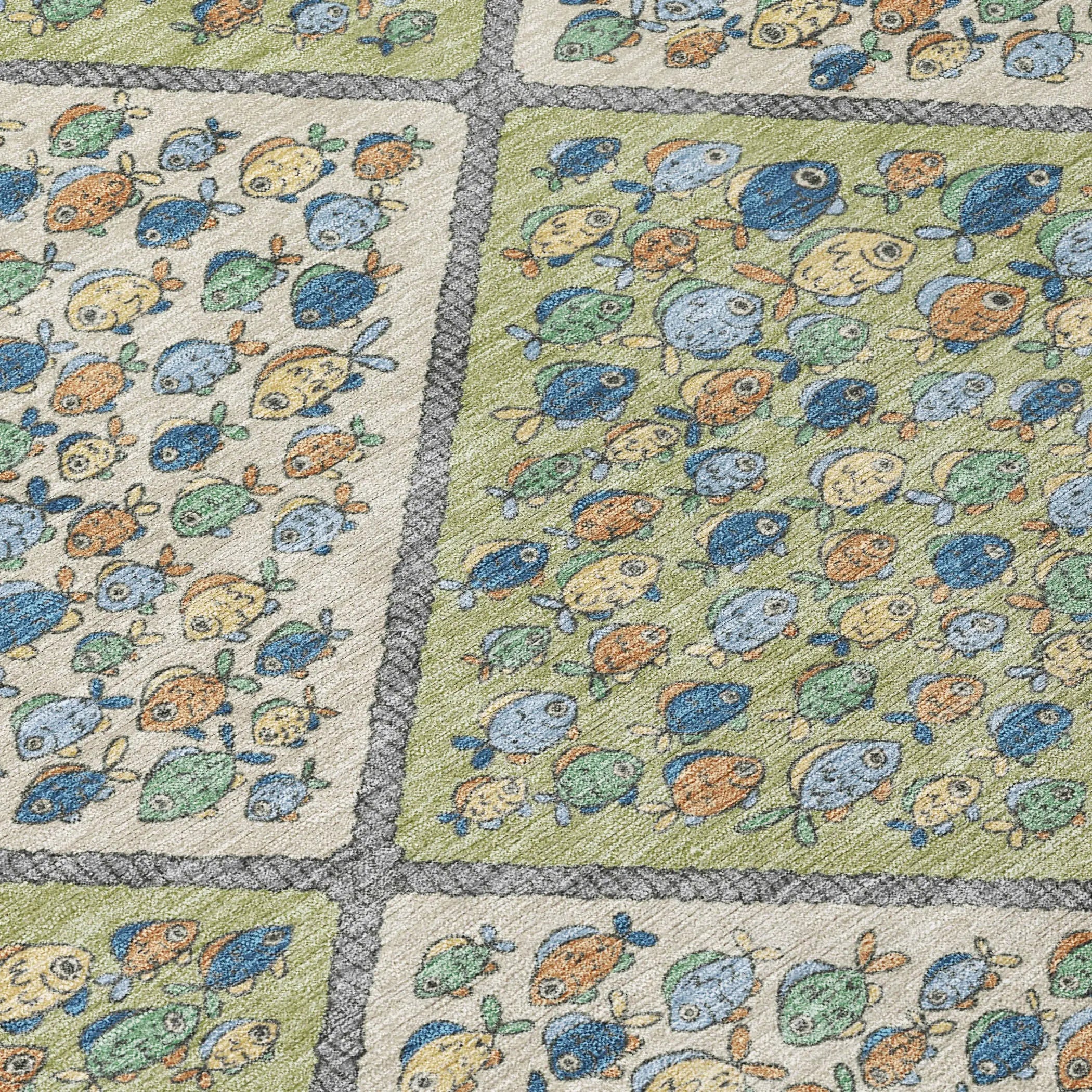 8' Green And Beige Round Abstract Washable Indoor Outdoor Area Rug Homeroots Outdoor