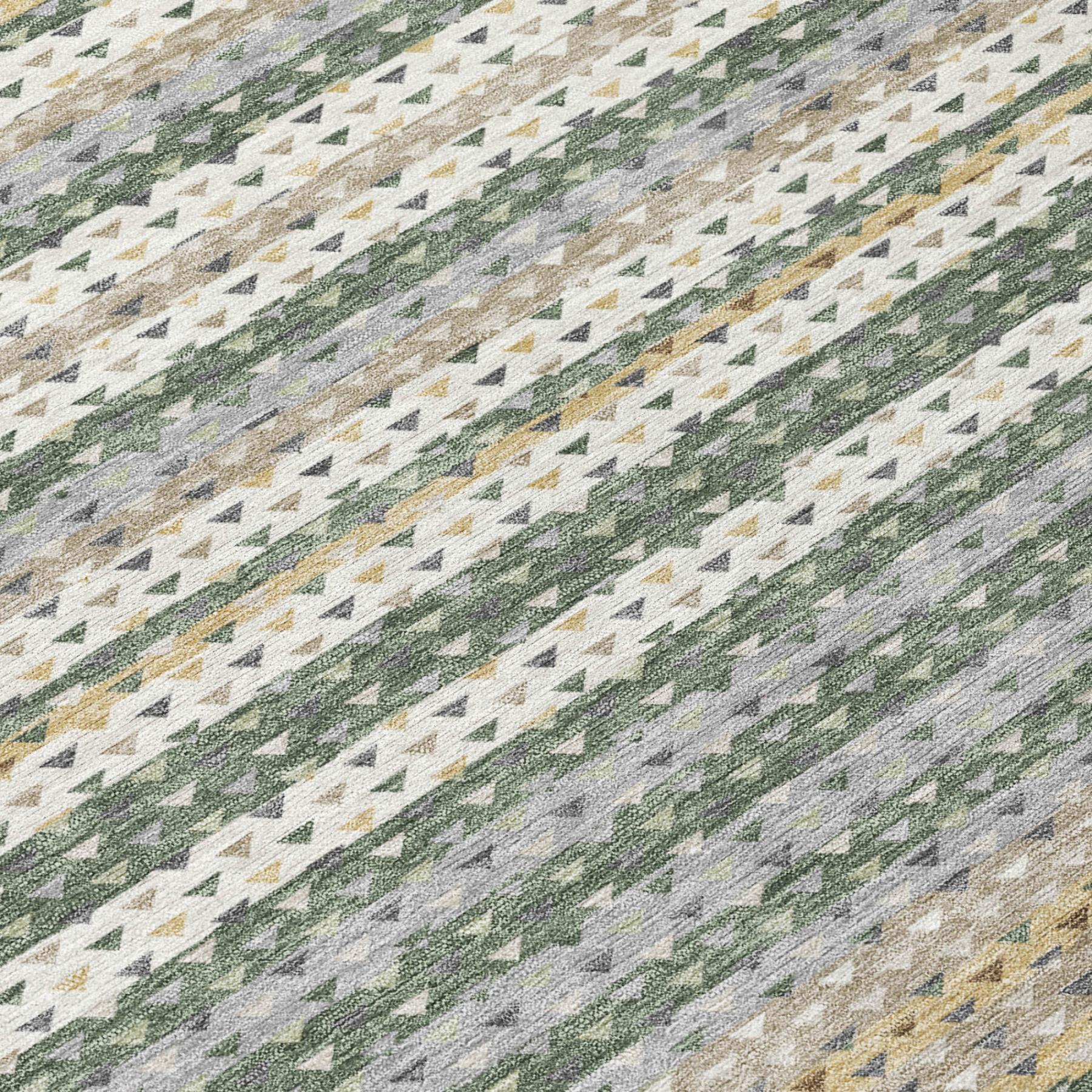 8' Green And Beige Round Striped Washable Indoor Outdoor Area Rug Homeroots Outdoor