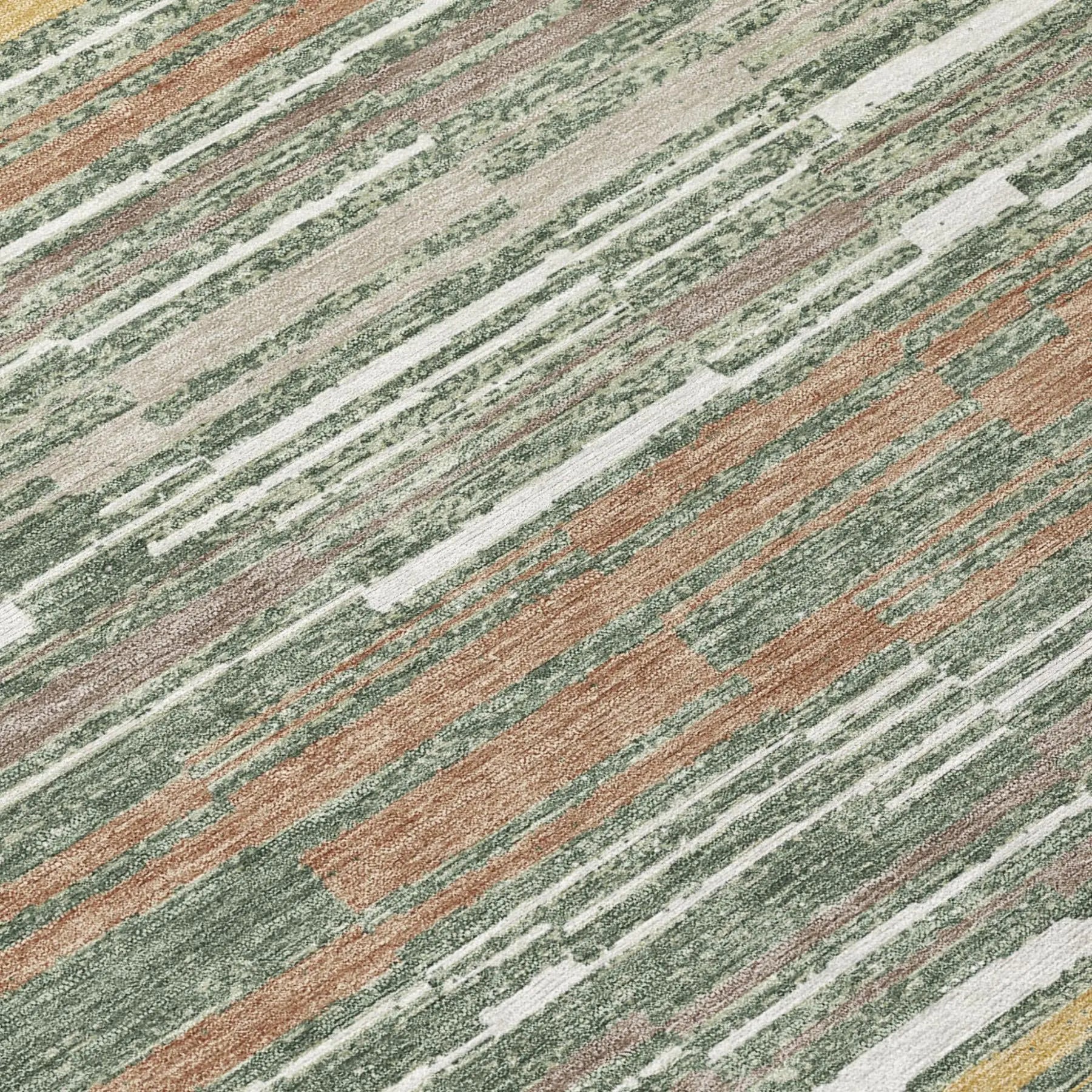 8' Green And Beige Round Striped Washable Indoor Outdoor Area Rug Homeroots Outdoor