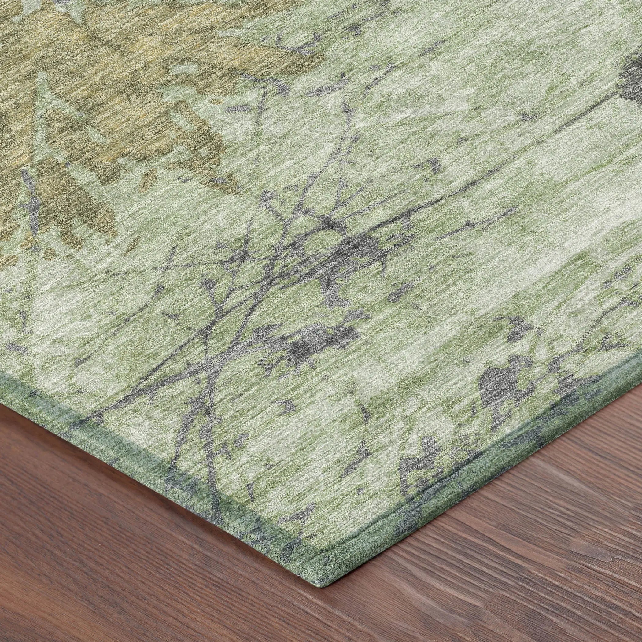8' Green And Brown Round Abstract Washable Indoor Outdoor Area Rug Homeroots Outdoor