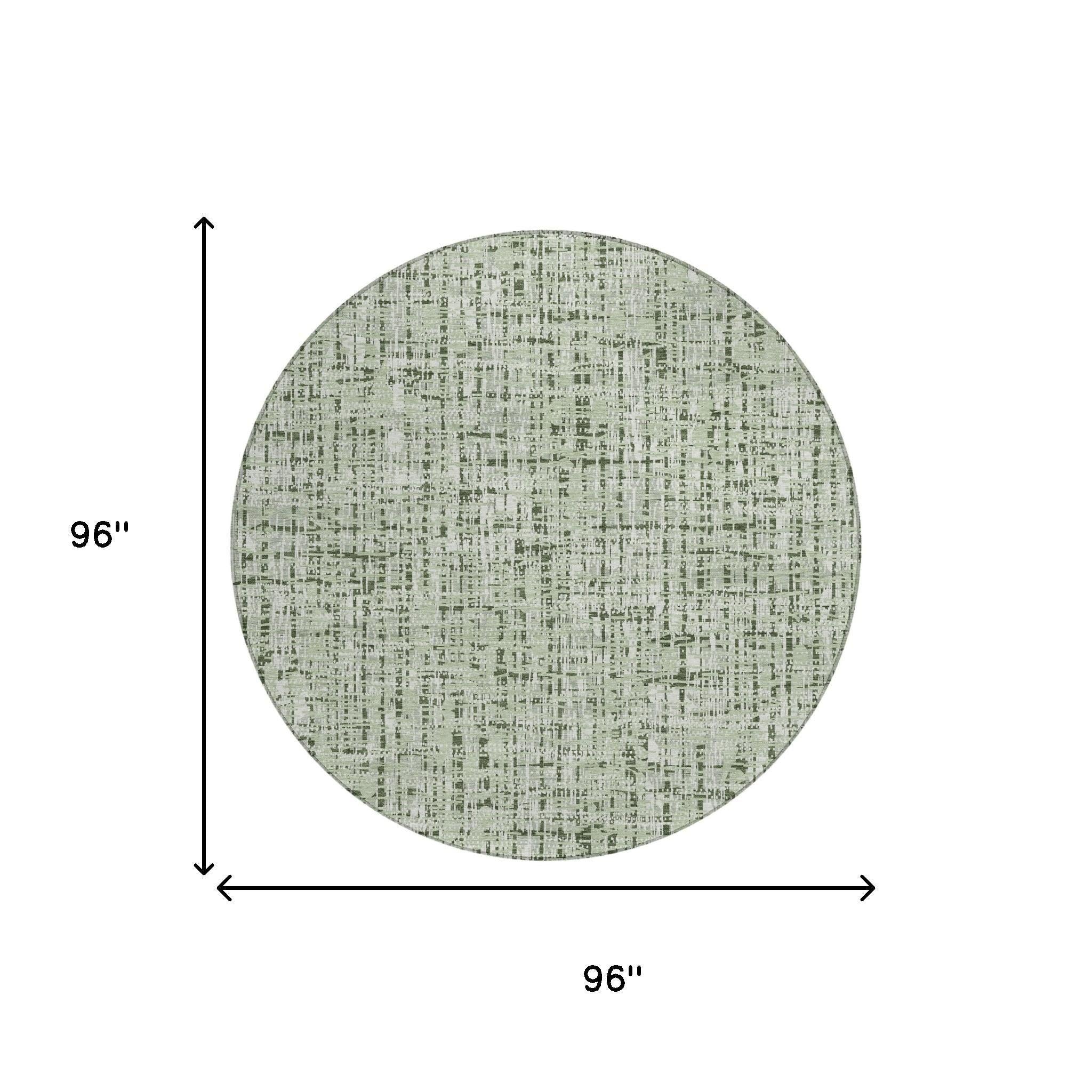 8' Green And Brown Round Abstract Washable Indoor Outdoor Area Rug Homeroots Outdoor