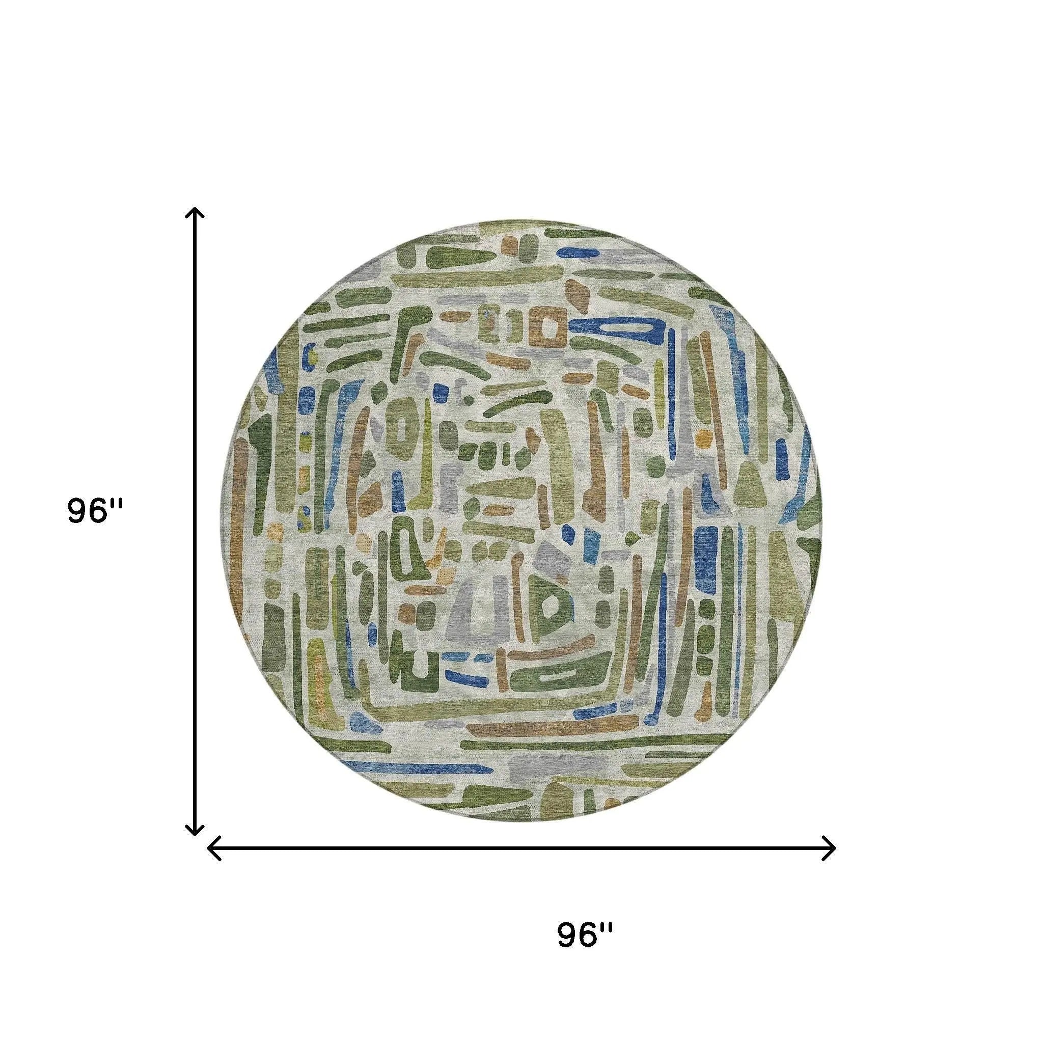 8' Green And Copper Round Abstract Washable Indoor Outdoor Area Rug Homeroots Outdoor