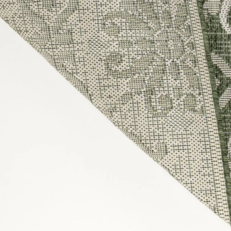 8' Green And Cream Floral Indoor Outdoor Runner Rug Homeroots Outdoor