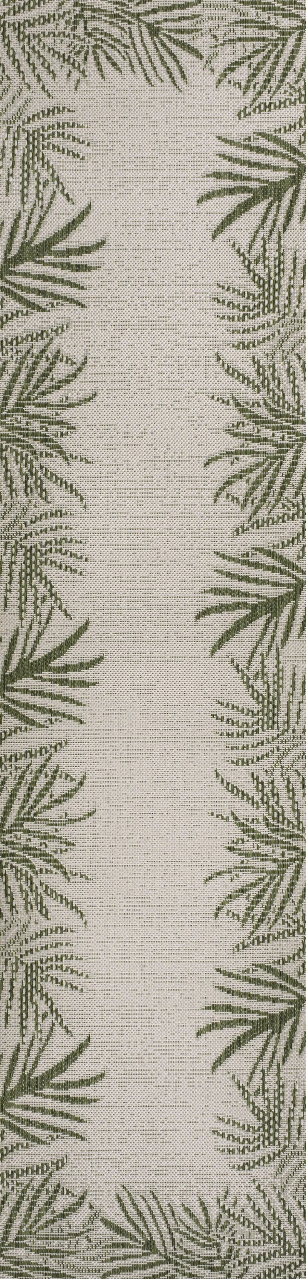 8' Green And Cream Floral Indoor Outdoor Runner Rug Homeroots Outdoor