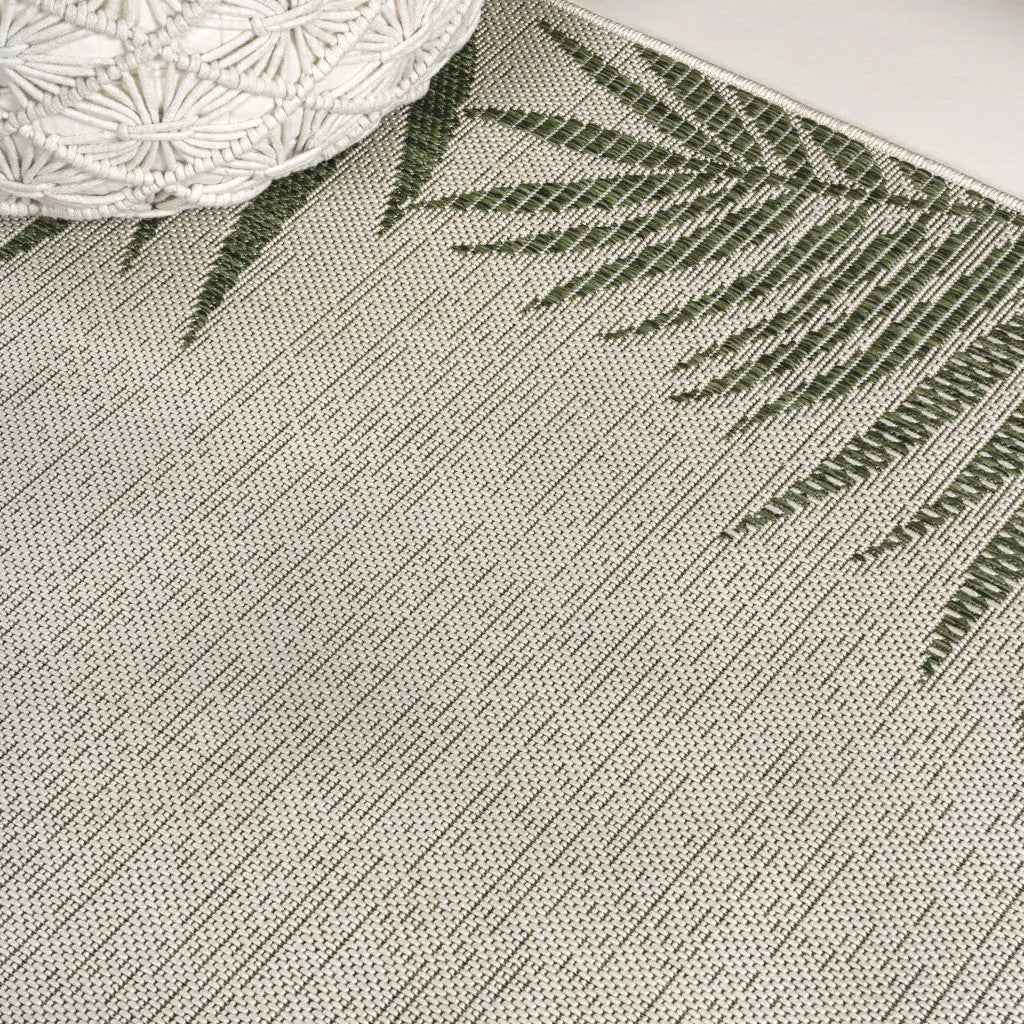 8' Green And Cream Floral Indoor Outdoor Runner Rug Homeroots Outdoor