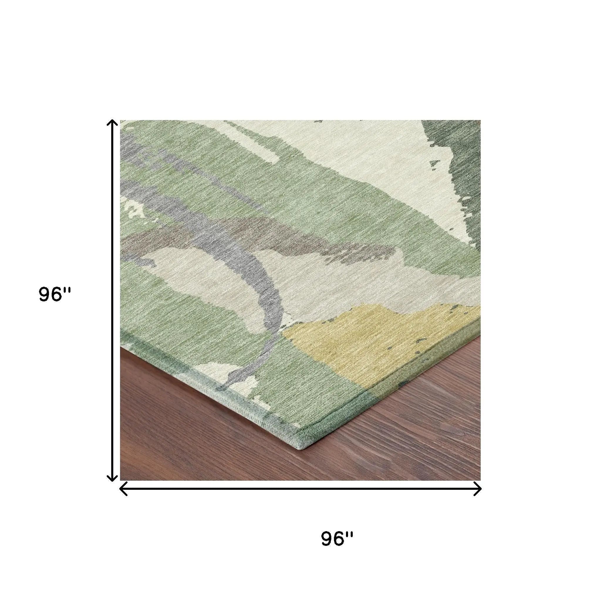 8' Green And Denim Blue Round Abstract Washable Indoor Outdoor Area Rug Homeroots Outdoor