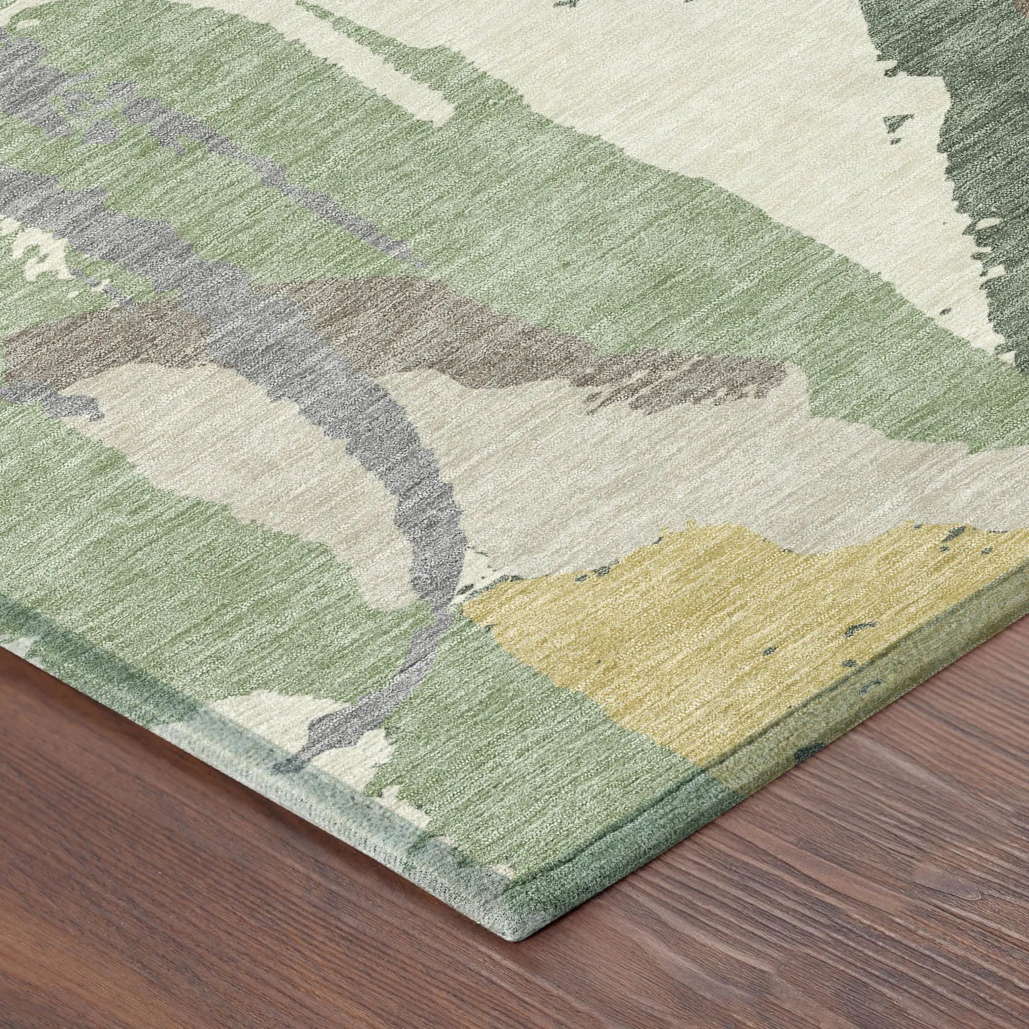 8' Green And Denim Blue Round Abstract Washable Indoor Outdoor Area Rug Homeroots Outdoor