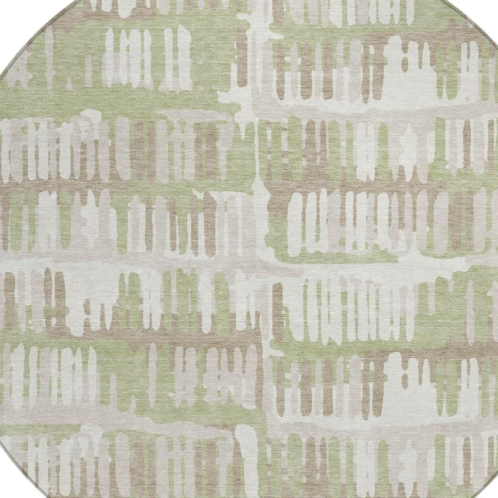 8' Green And Denim Blue Round Abstract Washable Indoor Outdoor Area Rug Homeroots Outdoor