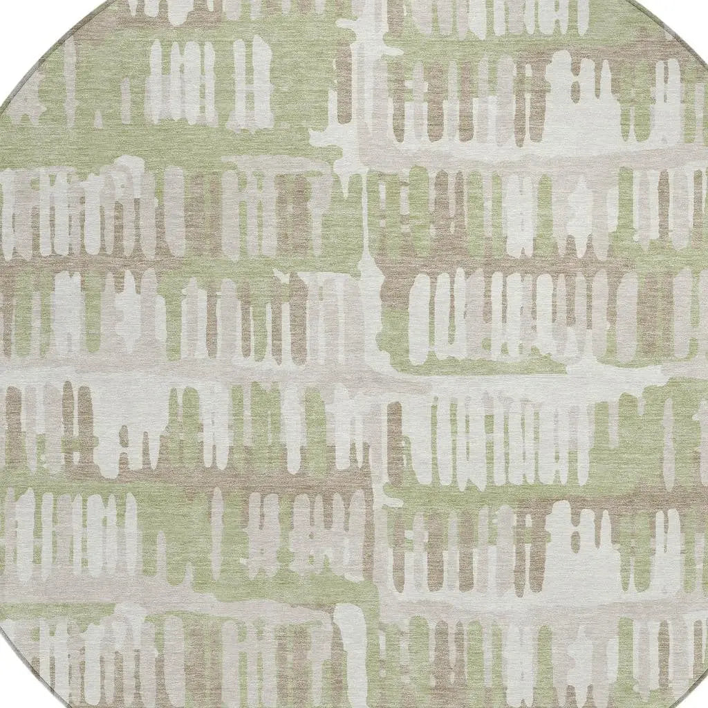 8' Green And Denim Blue Round Abstract Washable Indoor Outdoor Area Rug Homeroots Outdoor