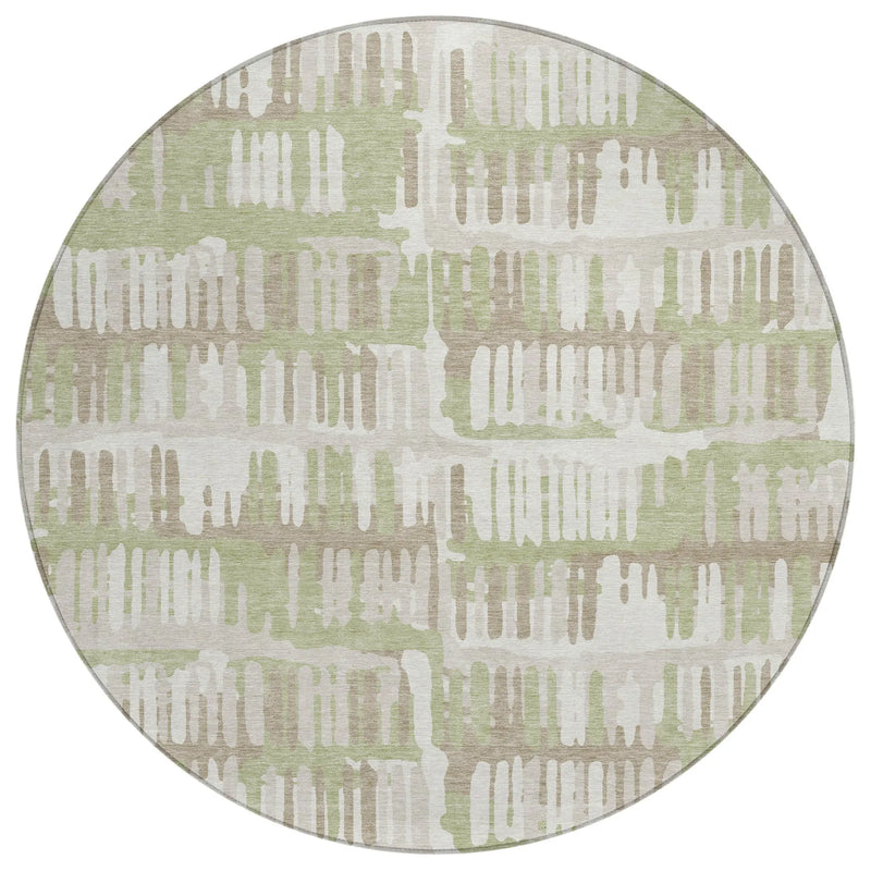 8' Green And Denim Blue Round Abstract Washable Indoor Outdoor Area Rug Homeroots Outdoor