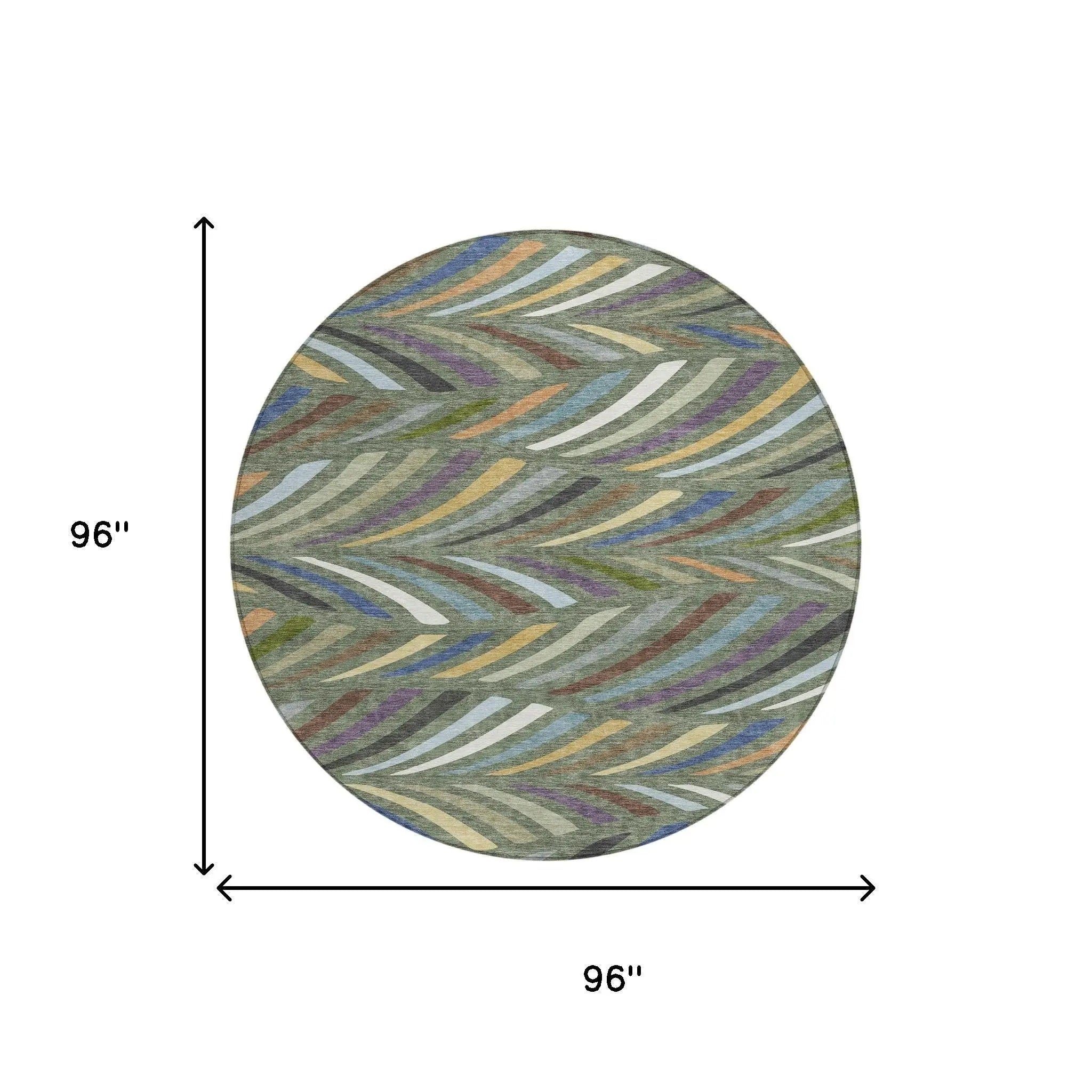 8' Green And Gold Round Abstract Washable Indoor Outdoor Area Rug Homeroots Outdoor