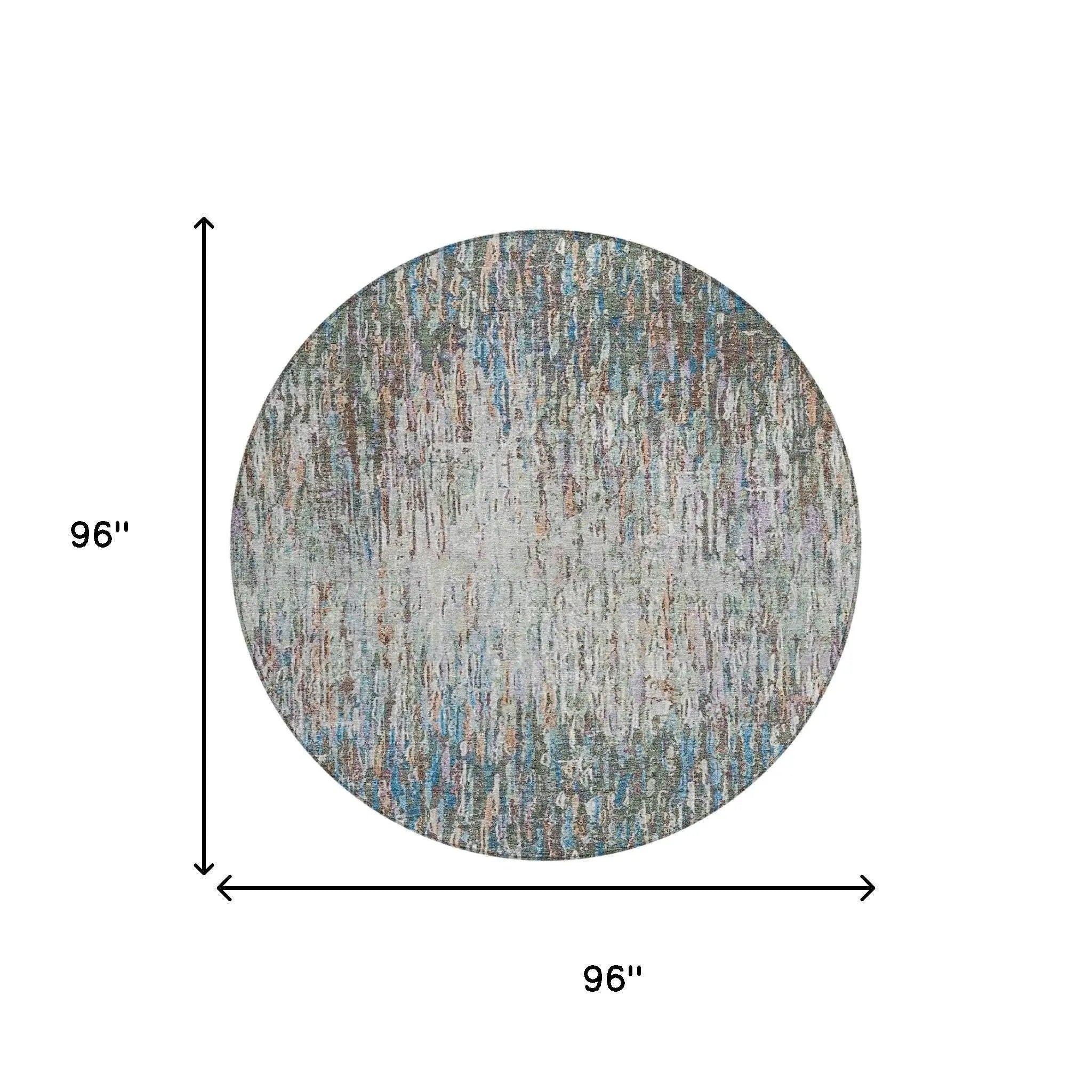 8' Green And Gray Round Striped Washable Indoor Outdoor Area Rug Homeroots Outdoor
