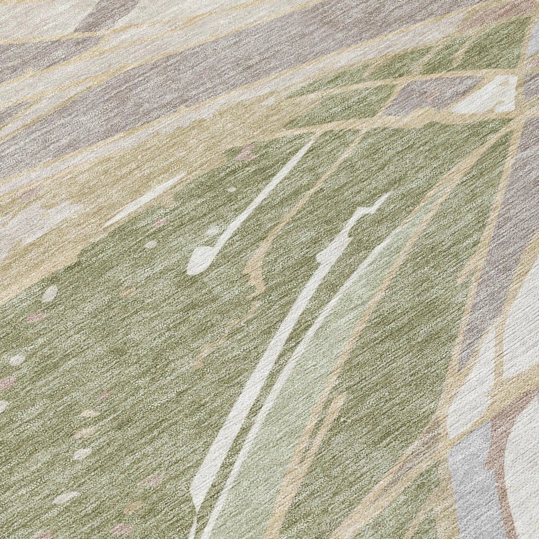8' Green And Ivory Round Abstract Washable Indoor Outdoor Area Rug Homeroots Outdoor