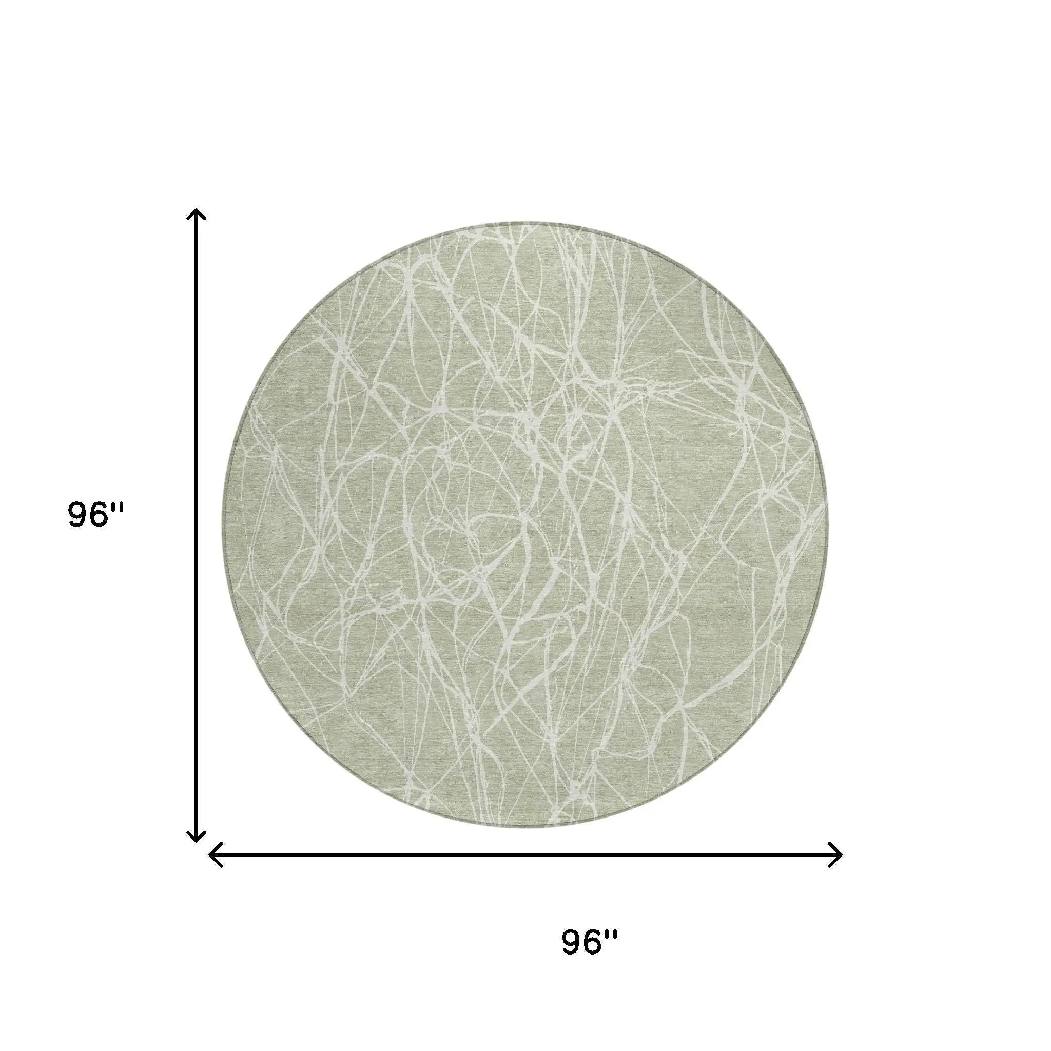 8' Green And Ivory Round Abstract Washable Indoor Outdoor Area Rug Homeroots Outdoor
