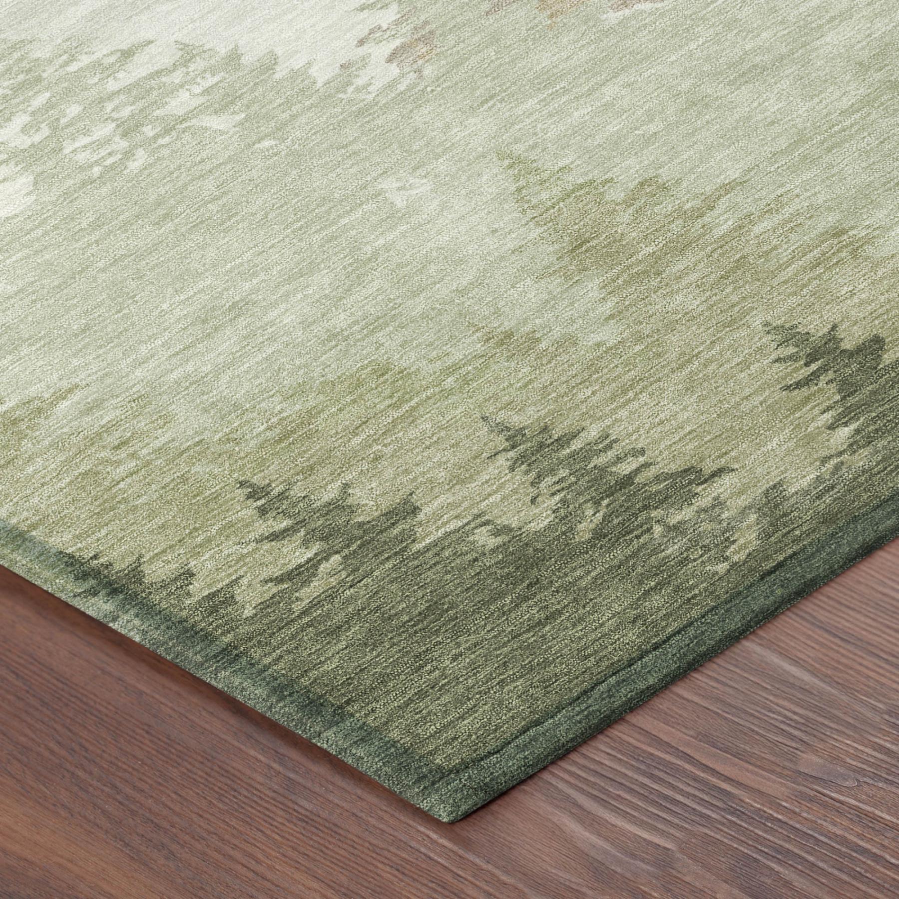 8' Green And Ivory Round Floral Washable Indoor Outdoor Area Rug Homeroots Outdoor