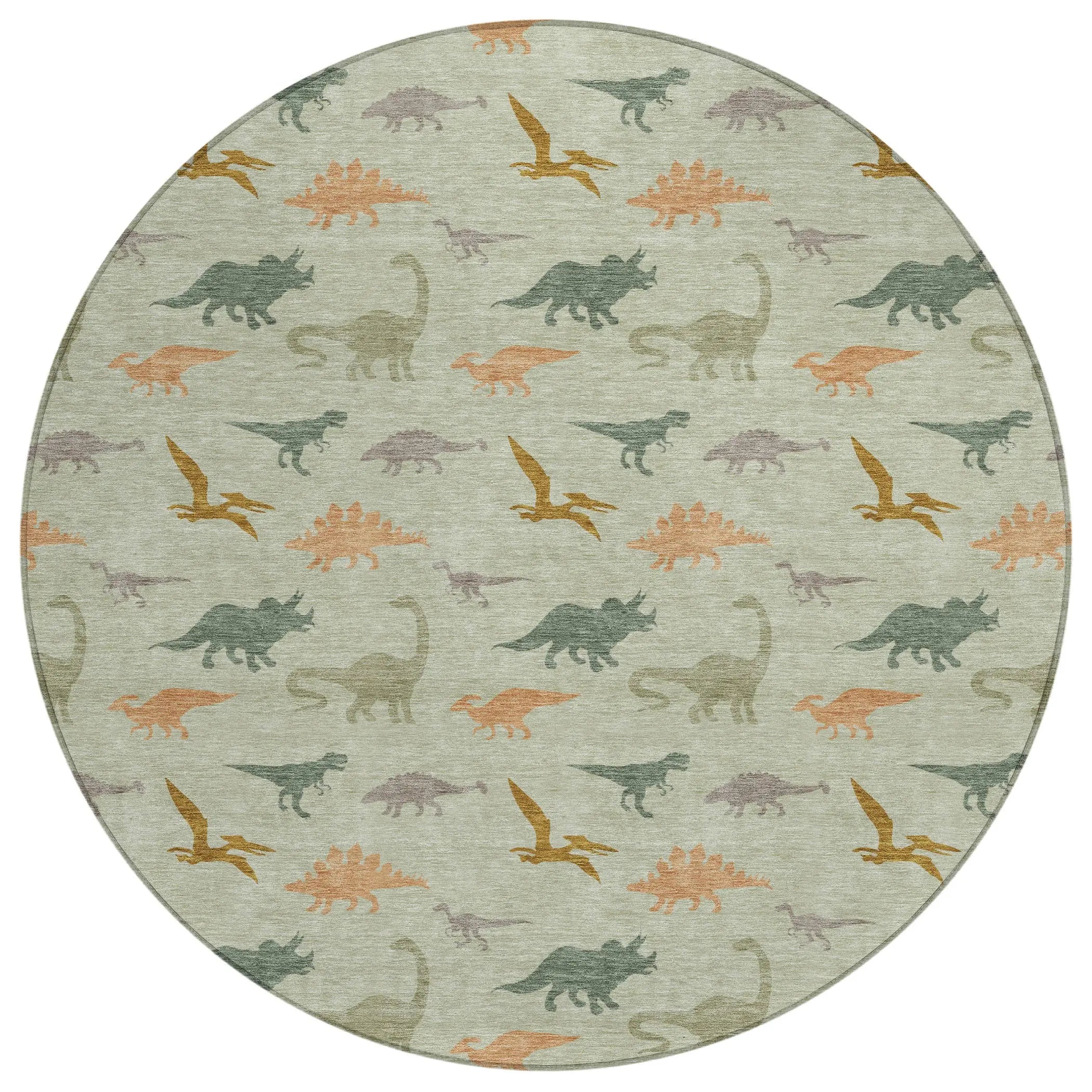 8' Green And Khaki Round Geometric Washable Indoor Outdoor Area Rug Homeroots Outdoor
