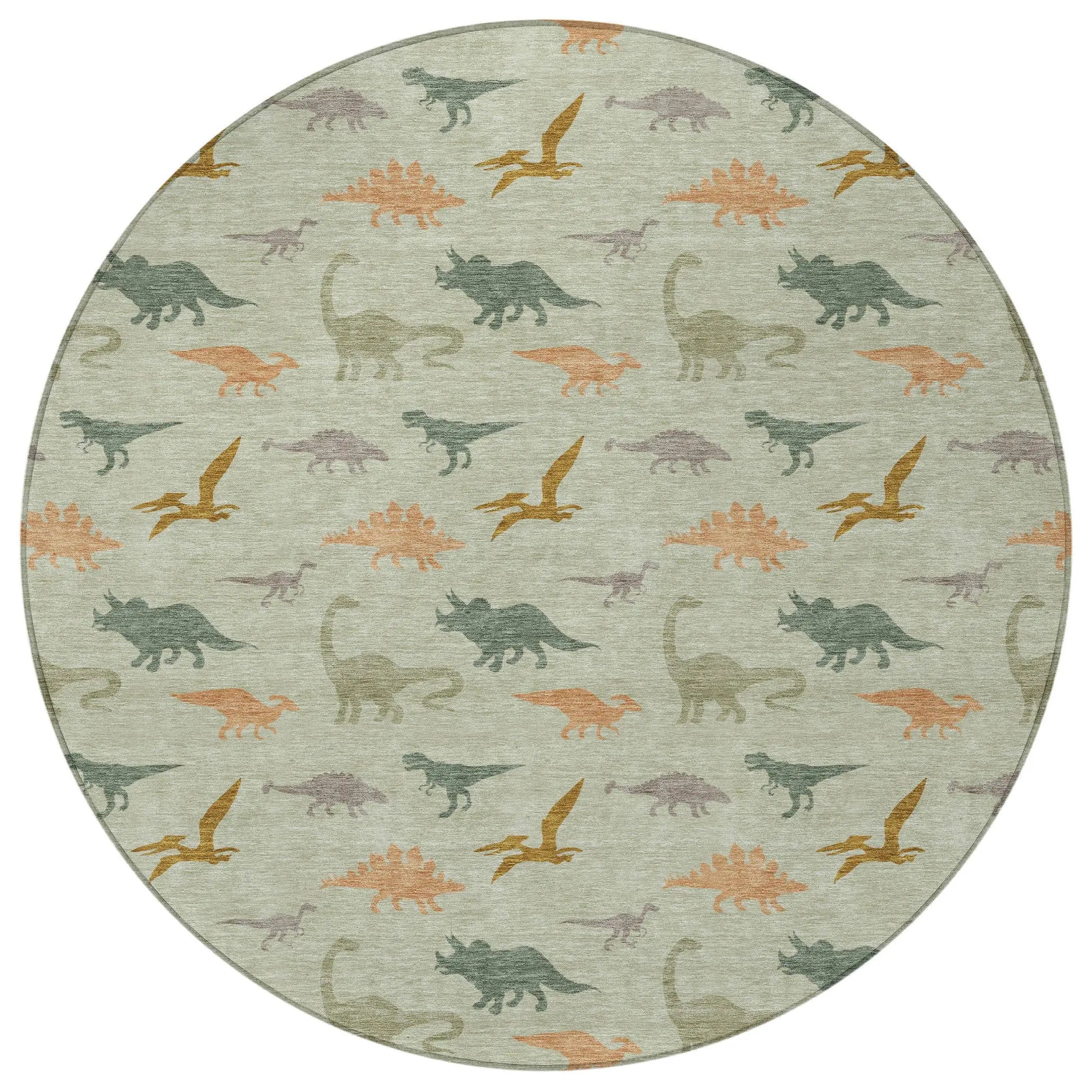 8' Green And Khaki Round Geometric Washable Indoor Outdoor Area Rug Homeroots Outdoor