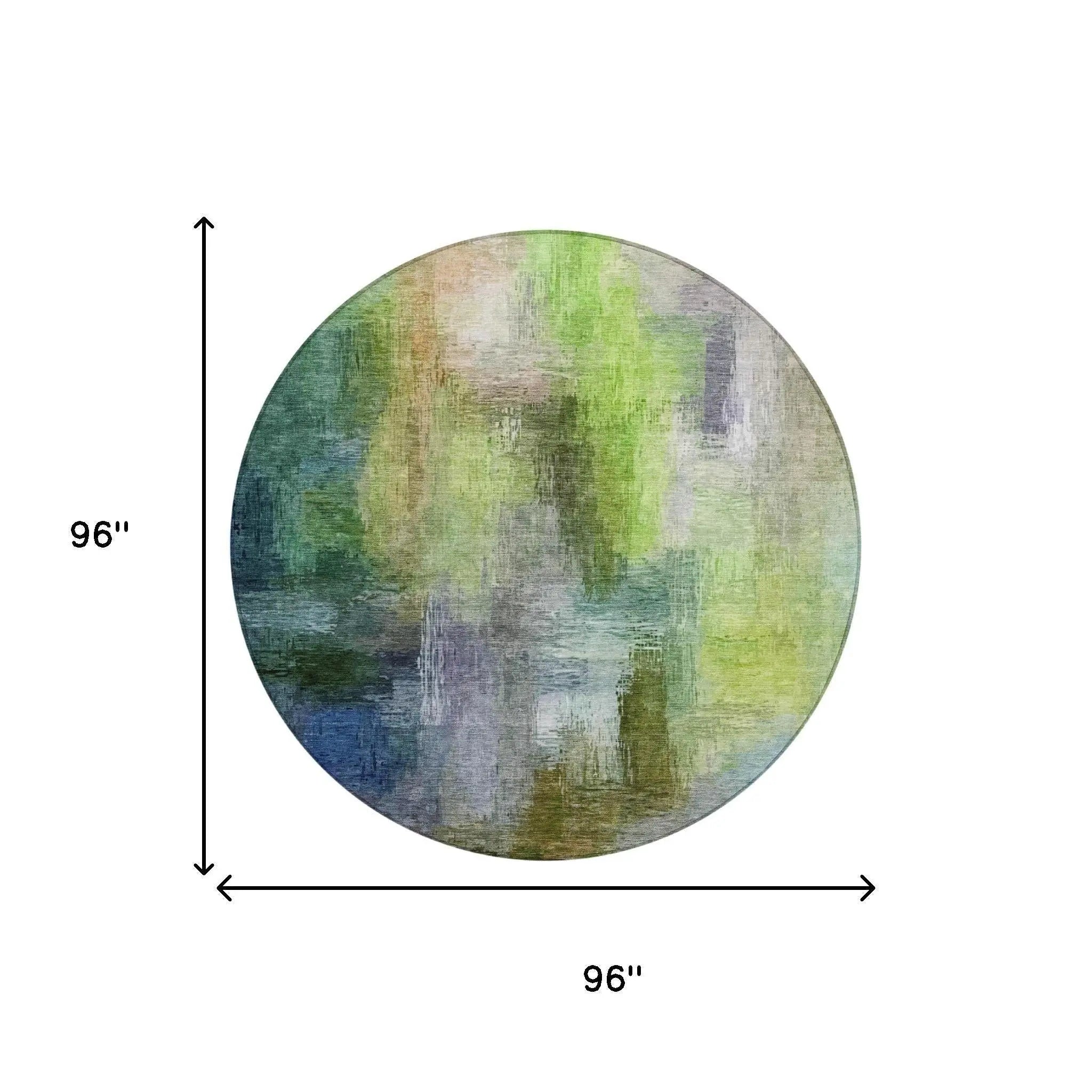 8' Green And Lime Green Round Abstract Washable Indoor Outdoor Area Rug Homeroots Outdoor
