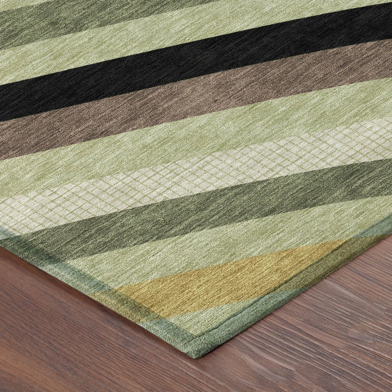 8' Green And Olive Green Round Abstract Washable Indoor Outdoor Area Rug Homeroots Outdoor