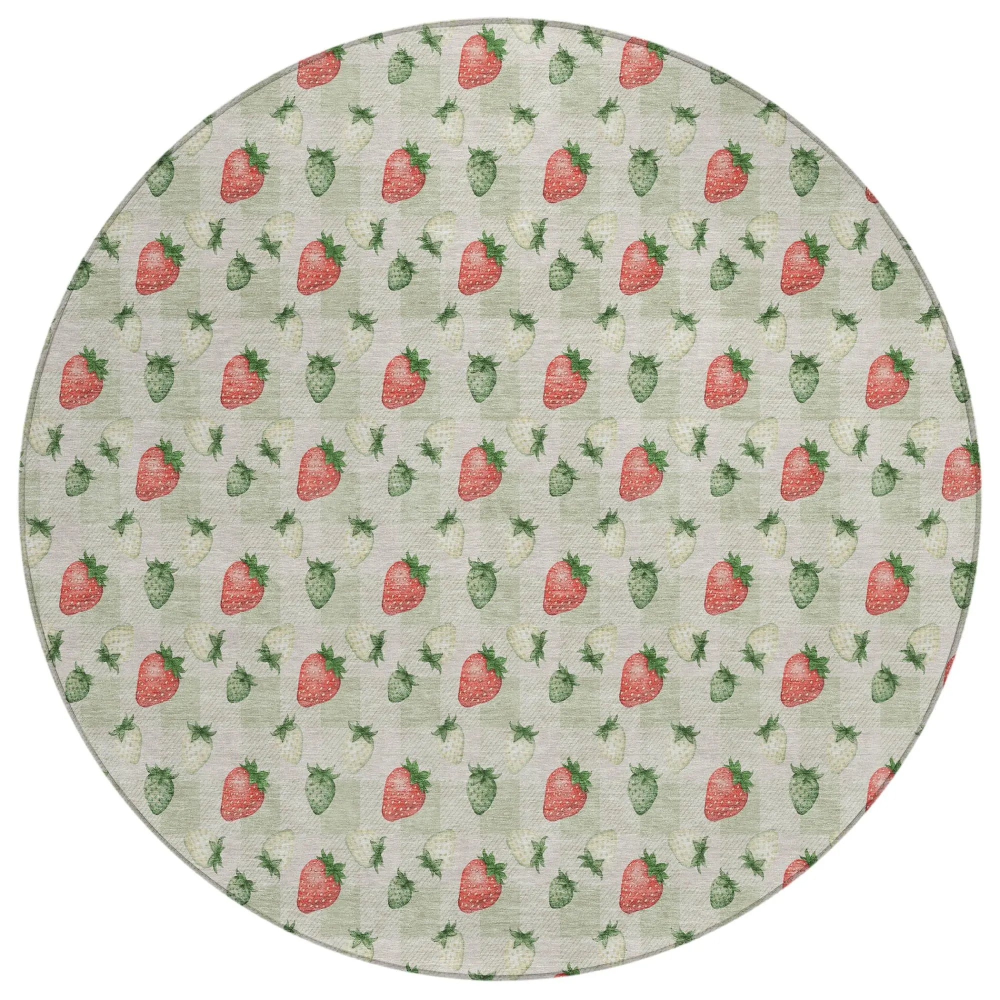 8' Green And Red Round Floral Washable Indoor Outdoor Area Rug Homeroots Outdoor