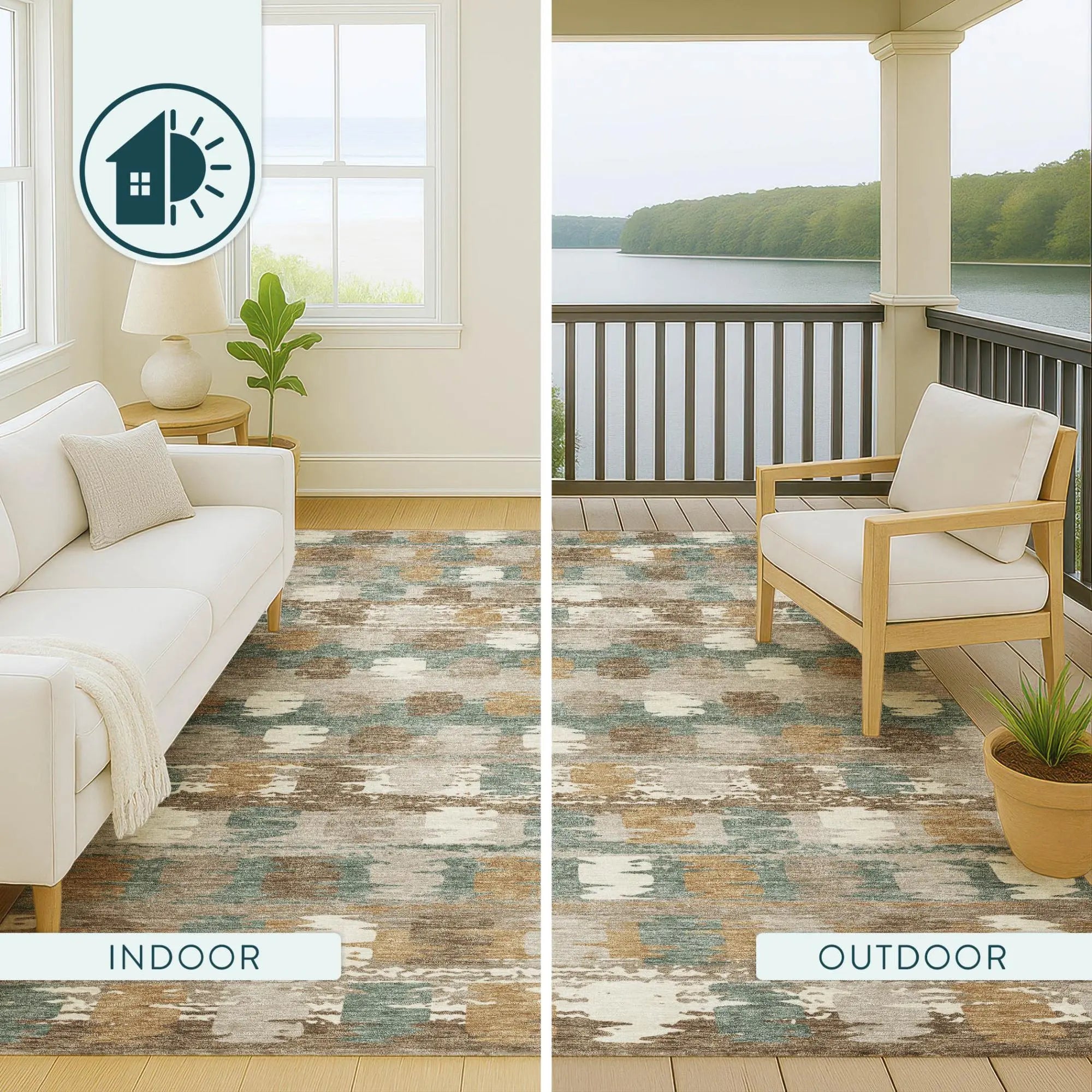 8' Green And Silver Round Abstract Washable Indoor Outdoor Area Rug Homeroots Outdoor