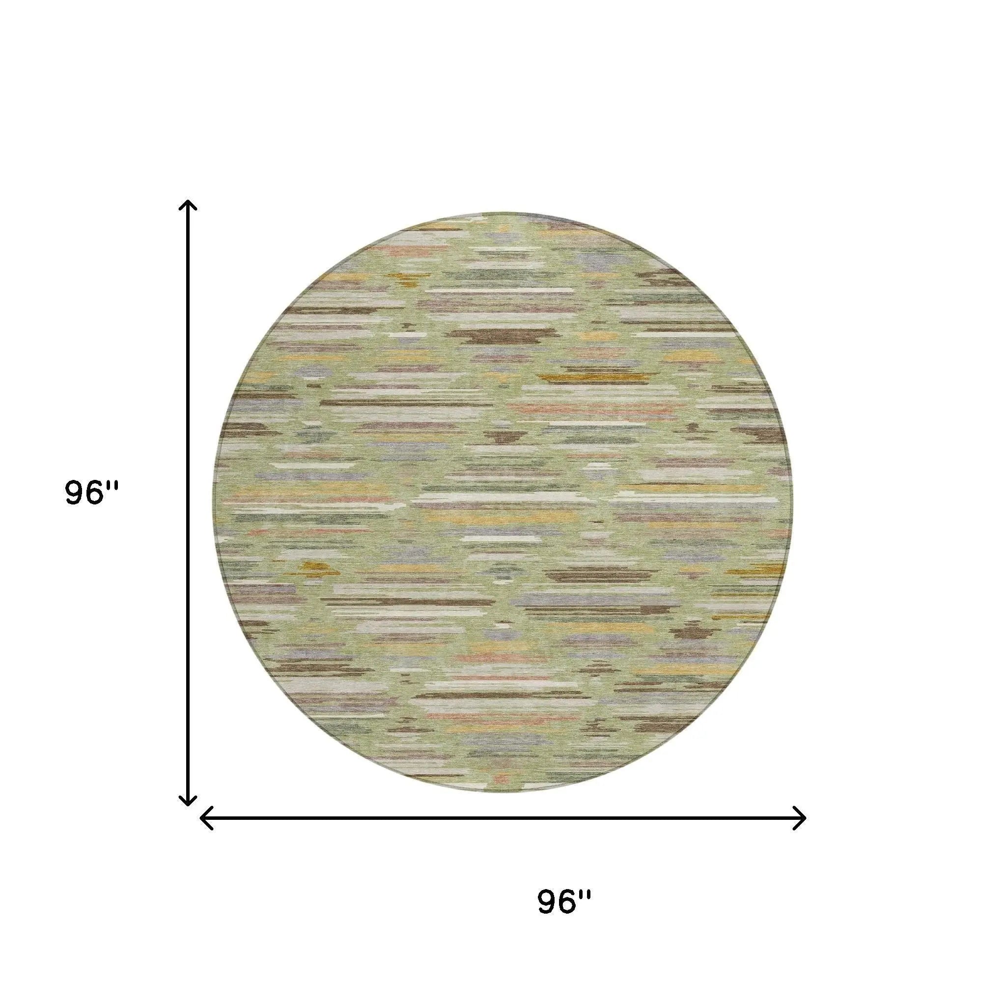 8' Green And Taupe Round Southwestern Washable Indoor Outdoor Area Rug Homeroots Outdoor