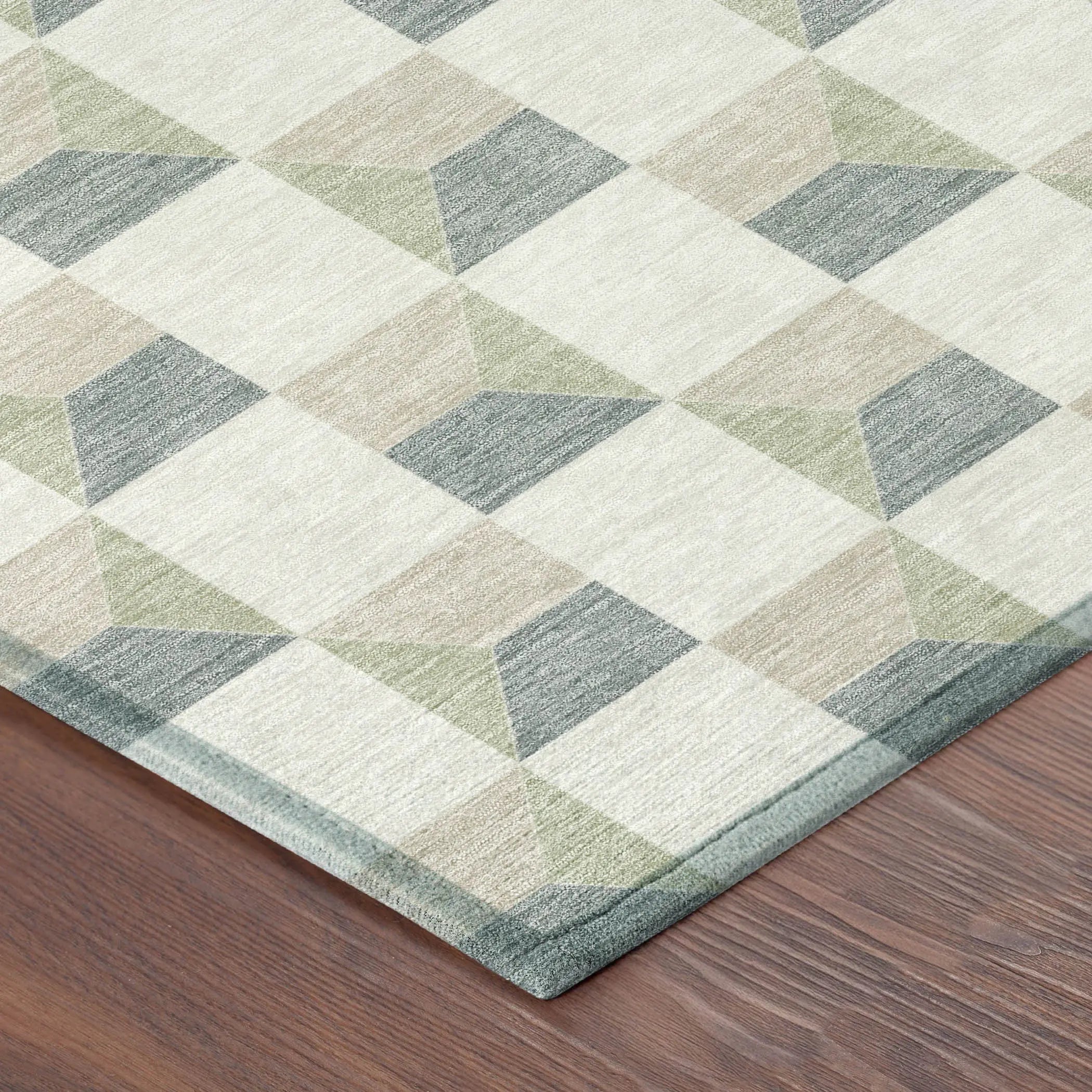 8' Green And Teal Blue Round Geometric Washable Indoor Outdoor Area Rug Homeroots Outdoor